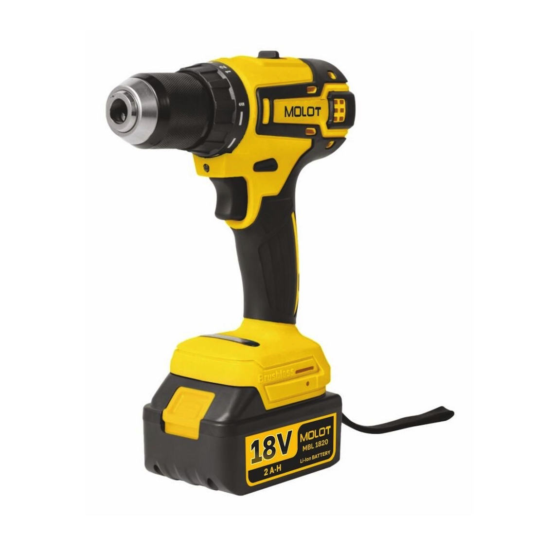 Изображение товара Дрель-шуруповерт аккумуляторная MOLOT MBD 1820 Li 18В 2x2Ач
