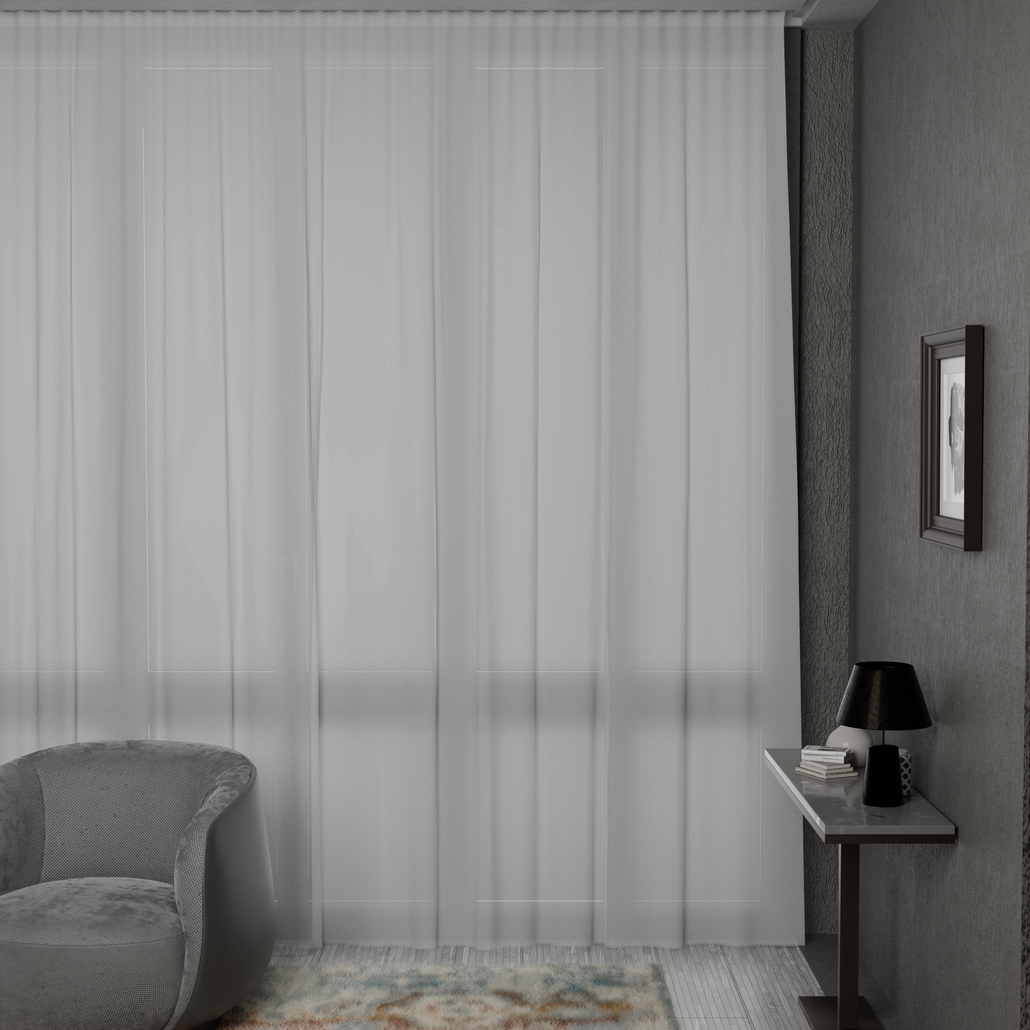 Изображение товара Тюль на люверсах 300x280 см цвет молочный из 100% полиэстера