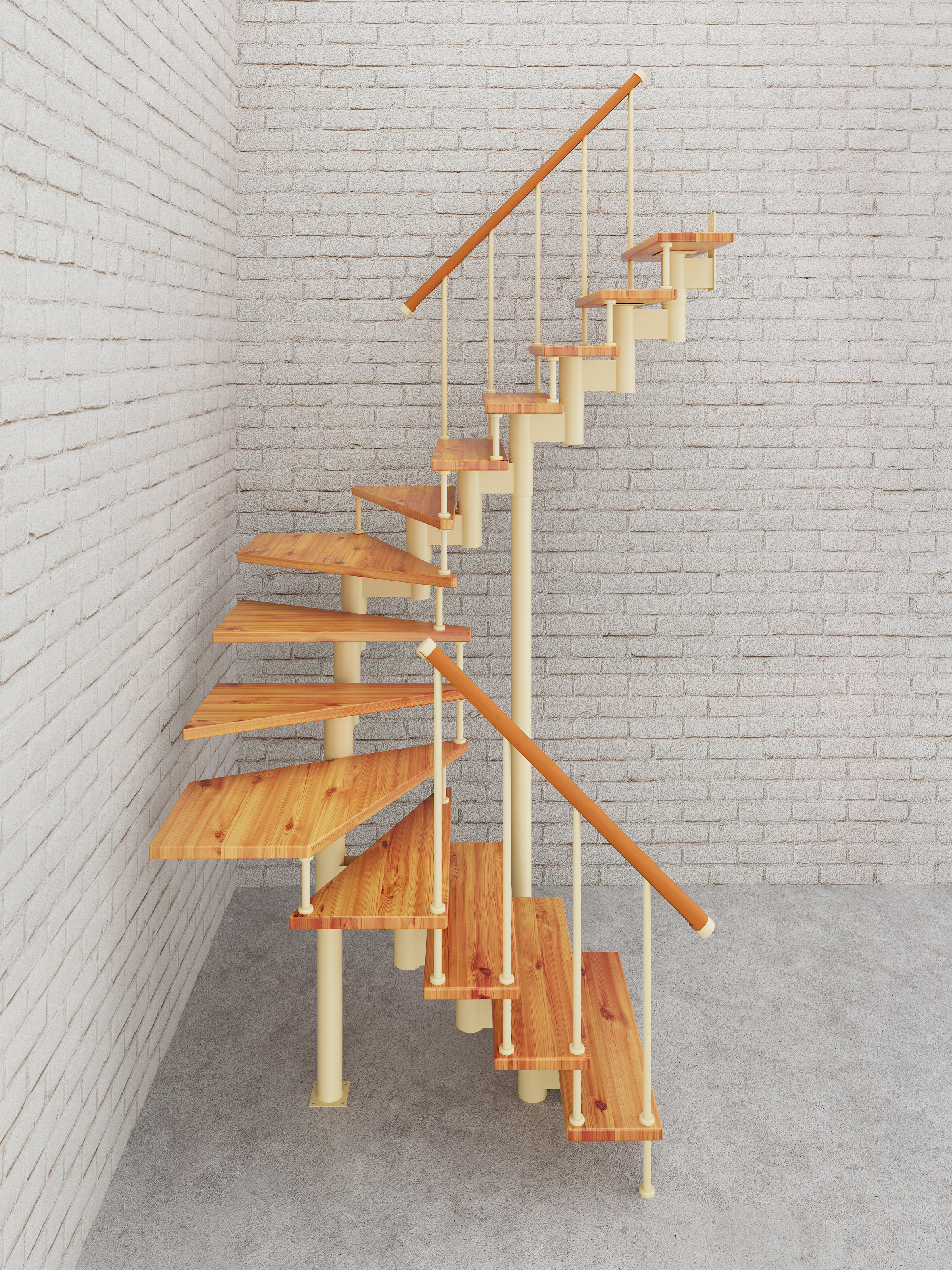 Изображение товара Модульная лестница Стамет Престиж разворотный 2475 мм бежевый слоновая кость