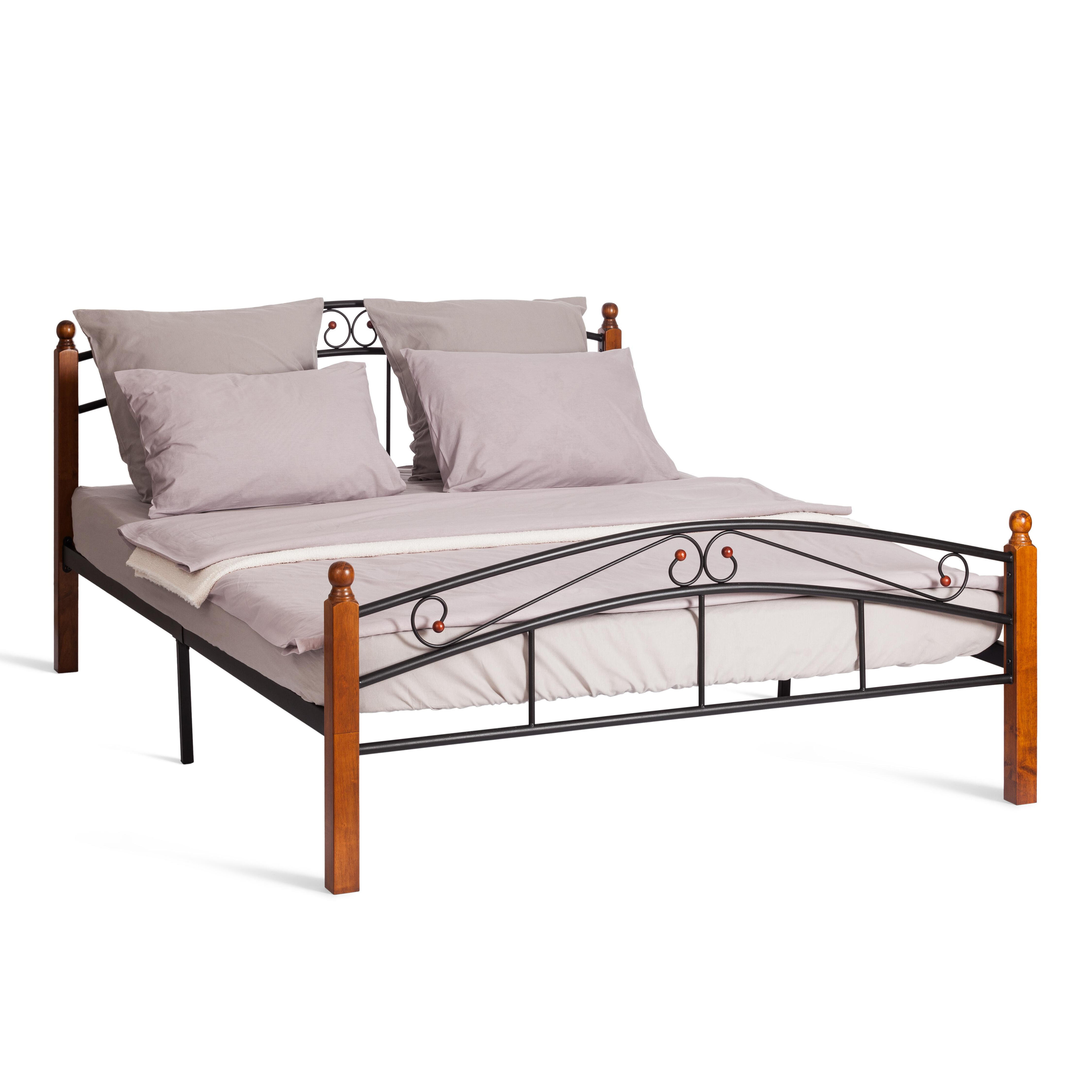 Изображение товара Двуспальная кровать Tetchair 160x200 см металл и дерево гевея стиль современный