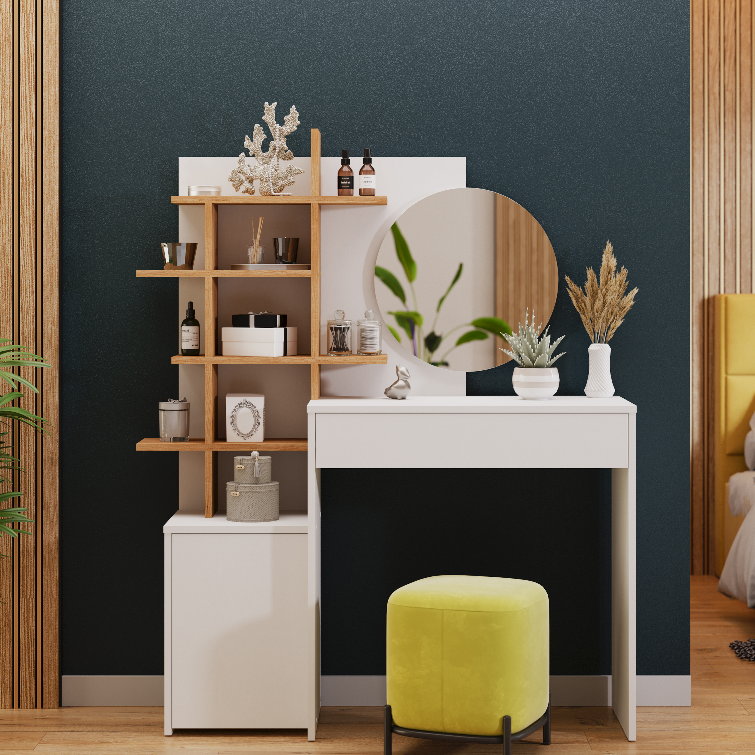 Изображение товара Туалетный стол Трия 116x141x37 см белый с зеркалом и выдвижным ящиком