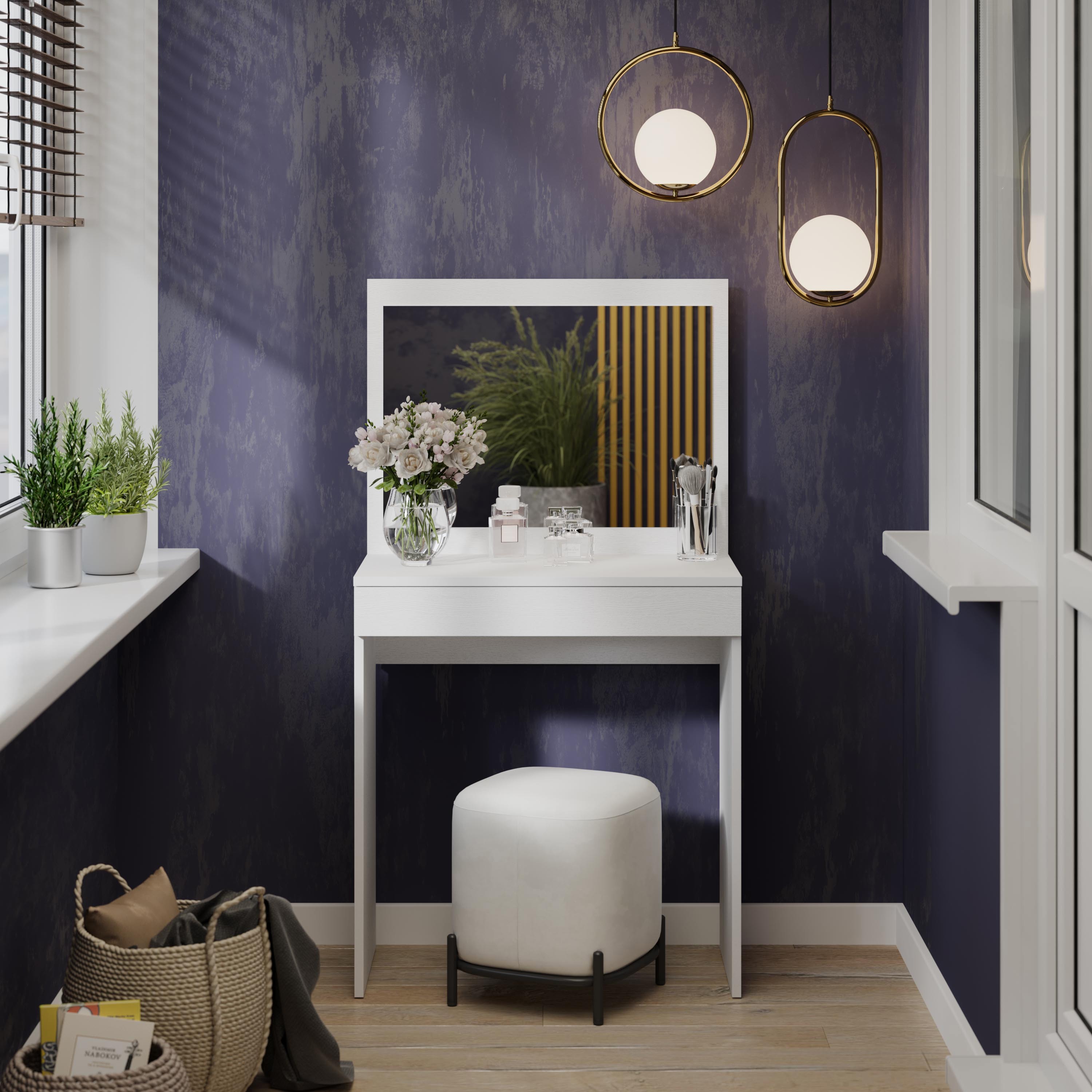 Изображение товара Туалетный столик Никки 68x125x38 см Белый Ясень Трия мебели