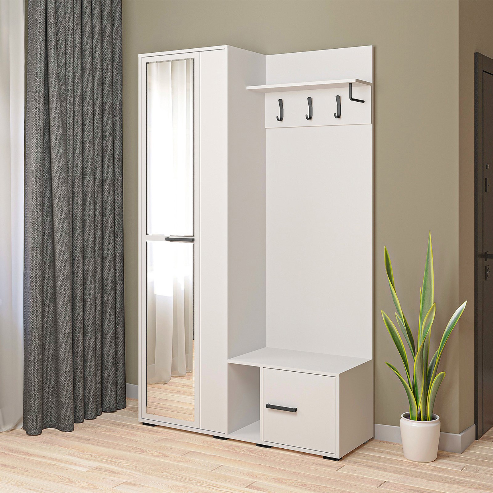 Изображение товара Комплект мебели для прихожей Клик мебель 10361347 43x2100x43 см белый