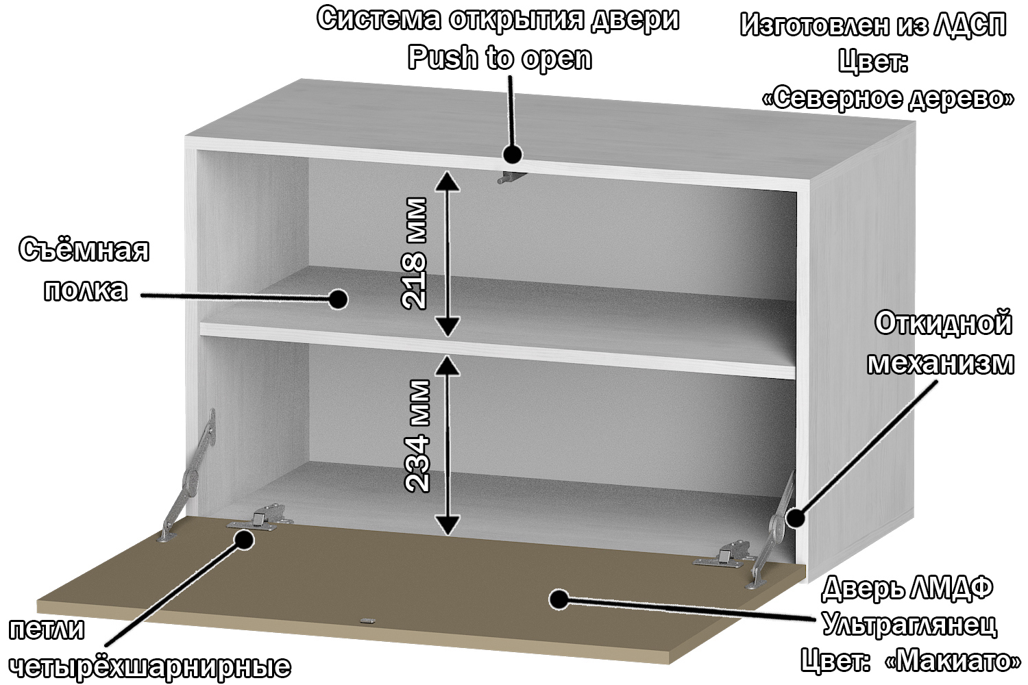Изображение товара Полка Furnistyle 11900 81x50x42 см ЛДСП цвет светлое дерево, мокко
