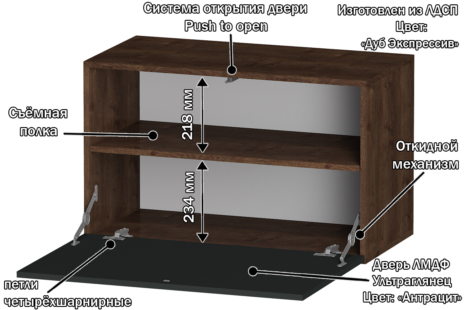 Изображение товара Полка Furnistyle 11889 81x50x42 см ЛДСП цвет графит, дуб коричневый табак Изображение товара Полка Furnistyle 11889 81x50x42 см ЛДСП цвет графит, дуб коричневый табак