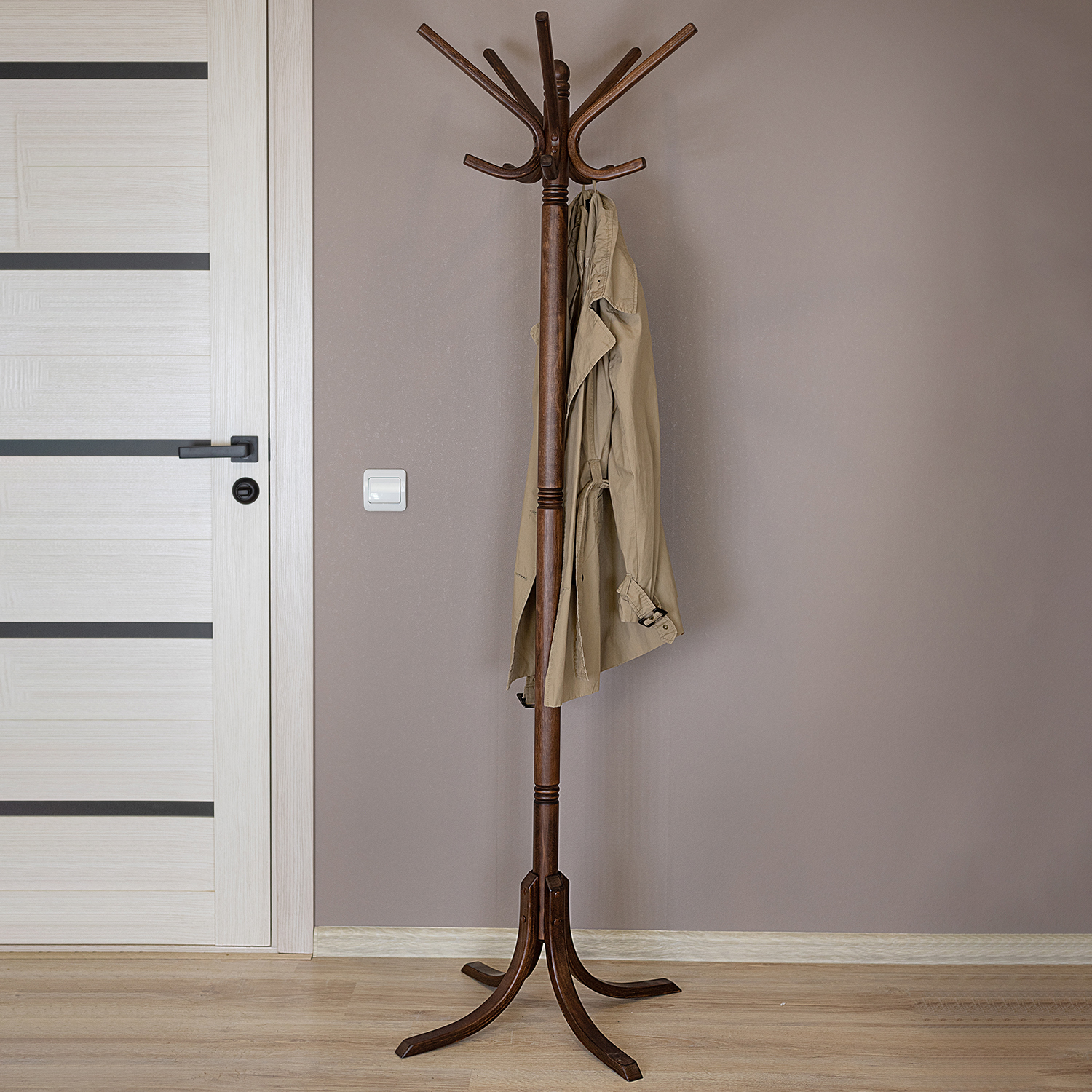 Изображение товара Напольная вешалка Мебелик В 8Н из берёзы темно-коричневая 176 см