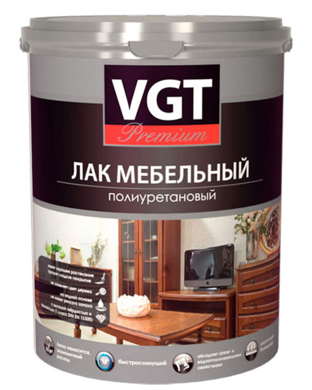 Изображение товара Лак для мебели VGT Premium полиуретановый матовый цвет прозрачный 2.2 кг