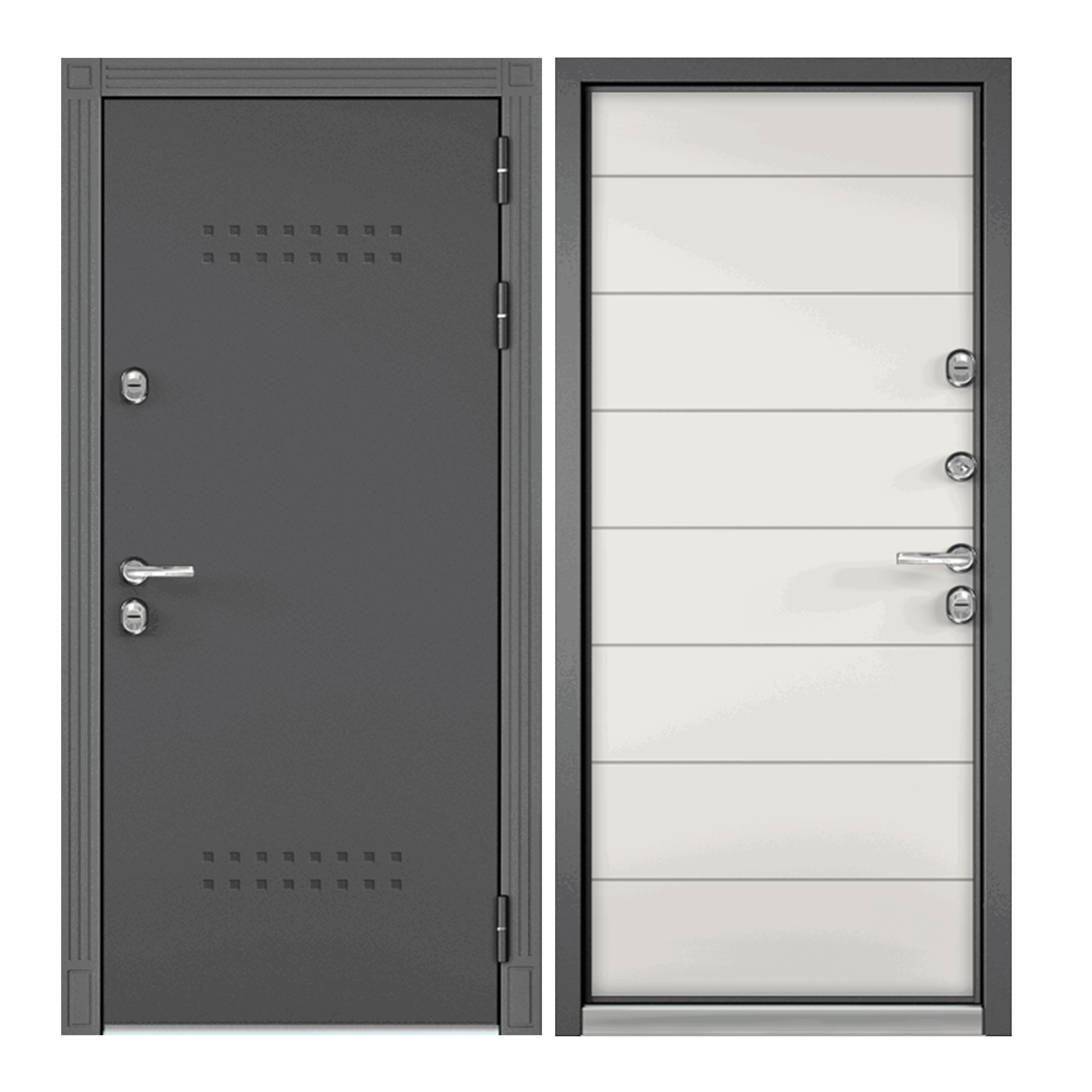 Изображение товара [Дверь] MASTINO Village Optimal Улица практик 104 мм теплоизоляция, графит букле