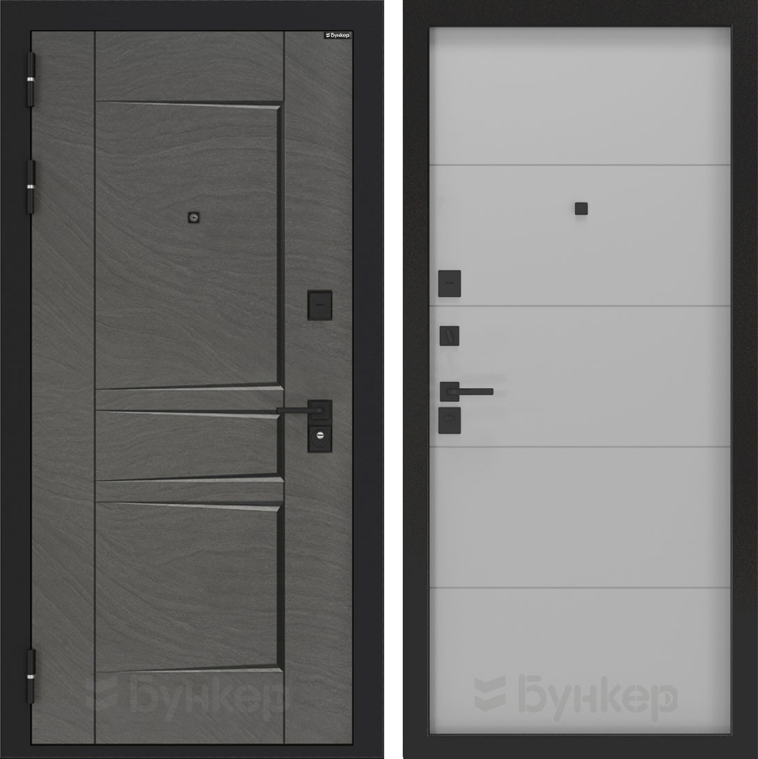 Изображение товара Входная дверь Бункер Дюна левый 205x88см с панелью ФЛ-649 лайт грей софт/дюна муссон с черной патиной