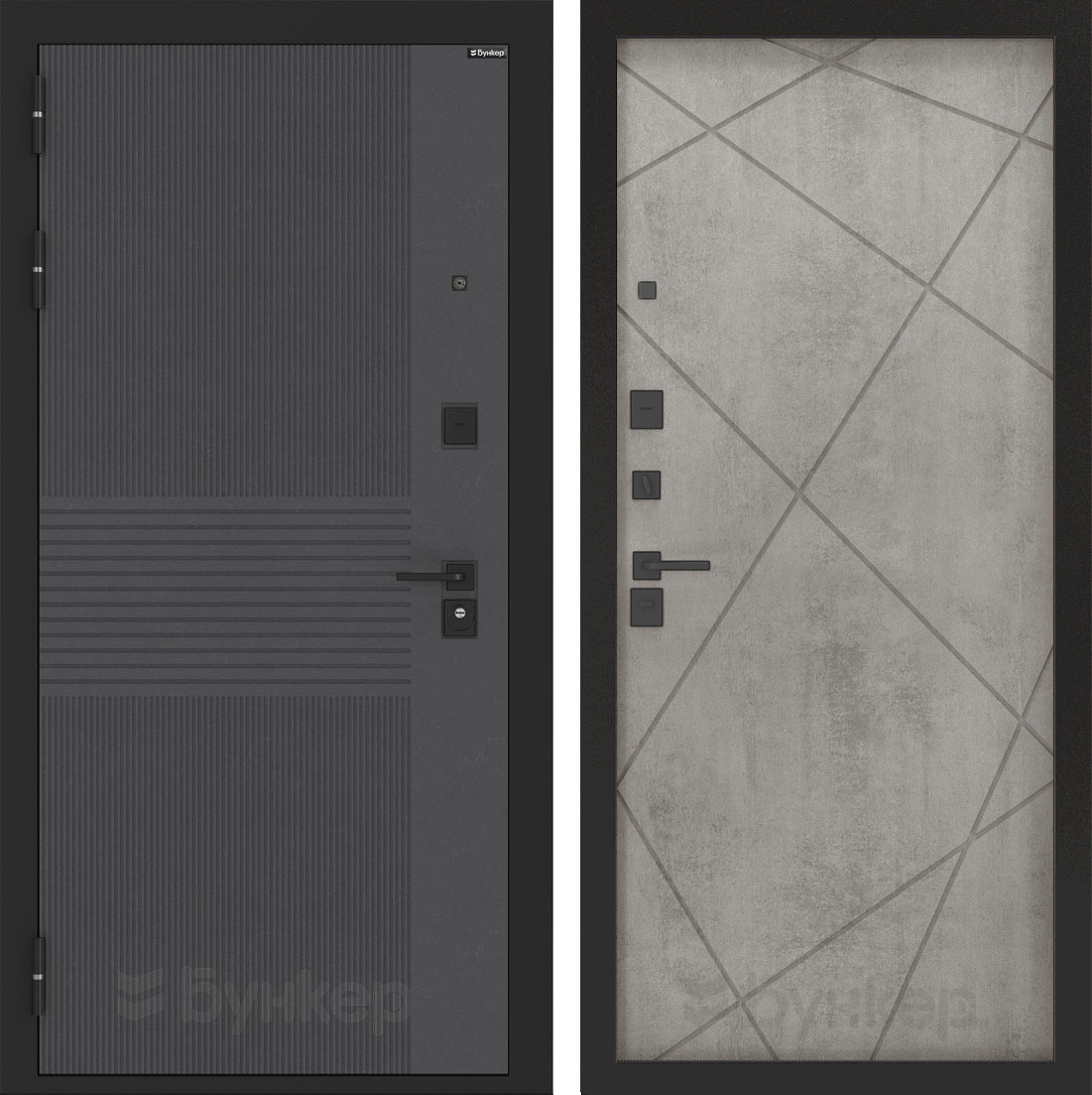 Изображение товара Входная дверь Bunker Графит левый, размеры 205x96 см, модель BN-05