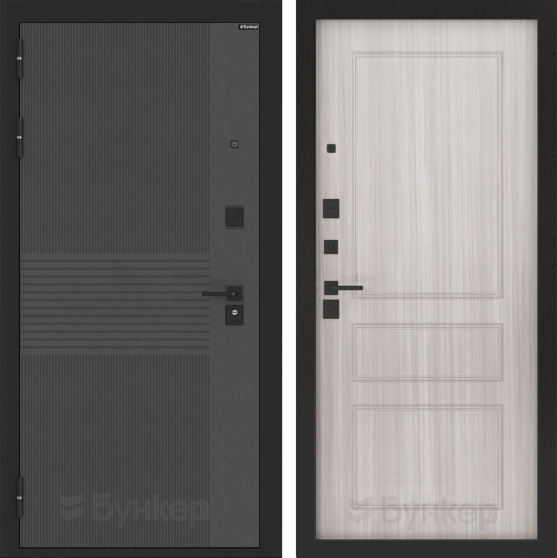 Изображение товара Входная дверь Бункер Графит левый 205x88см с панелью ФЛ-116 сандал белый/лофт графит