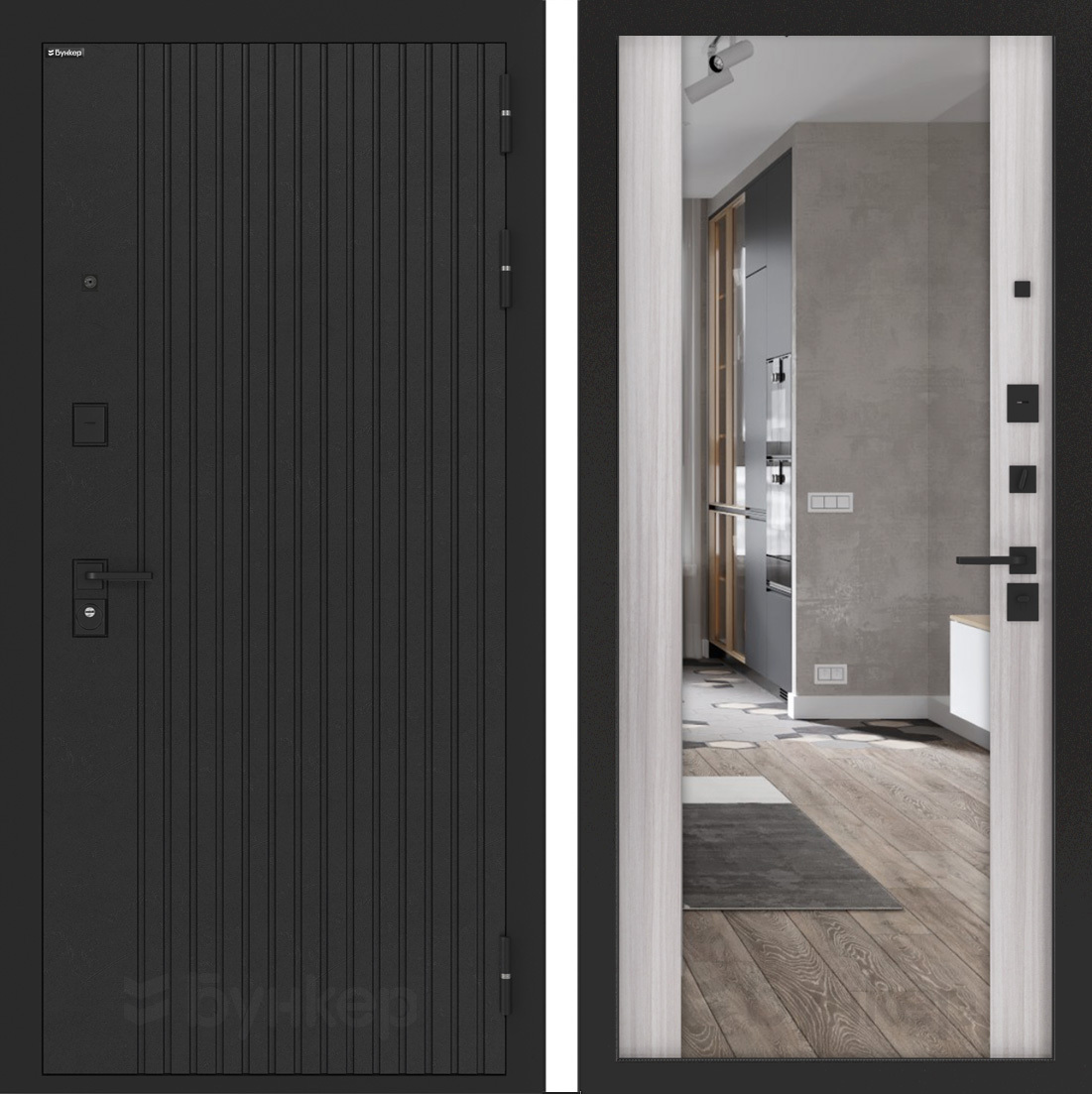 Изображение товара Входная дверь Bunker BN-06 205x96 см правый с зеркалом и утеплением