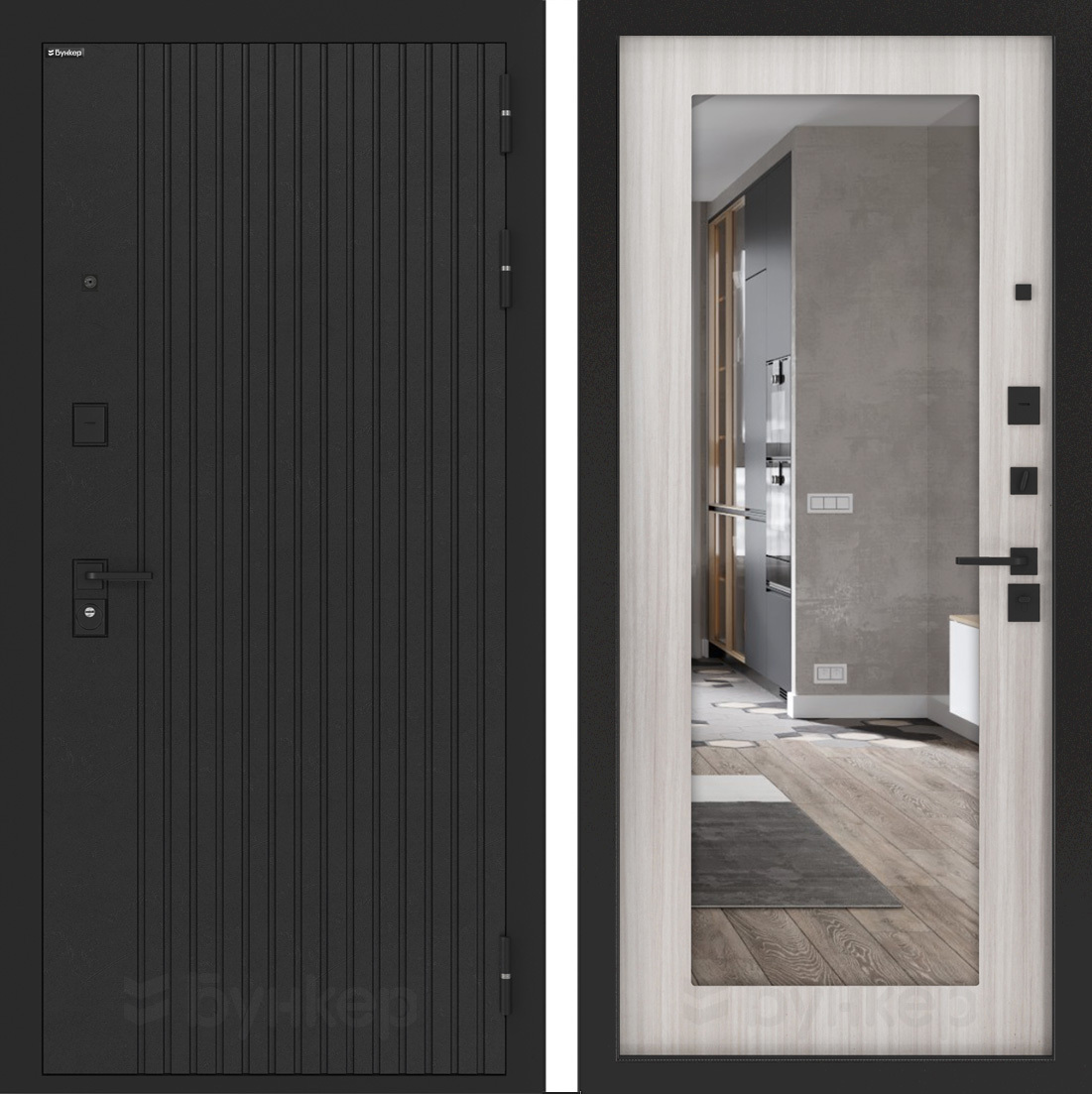 Изображение товара Входная дверь ДВЕРИ БУНКЕР BN-06 Базальтовая плита, 92x199 см, Черный кварц