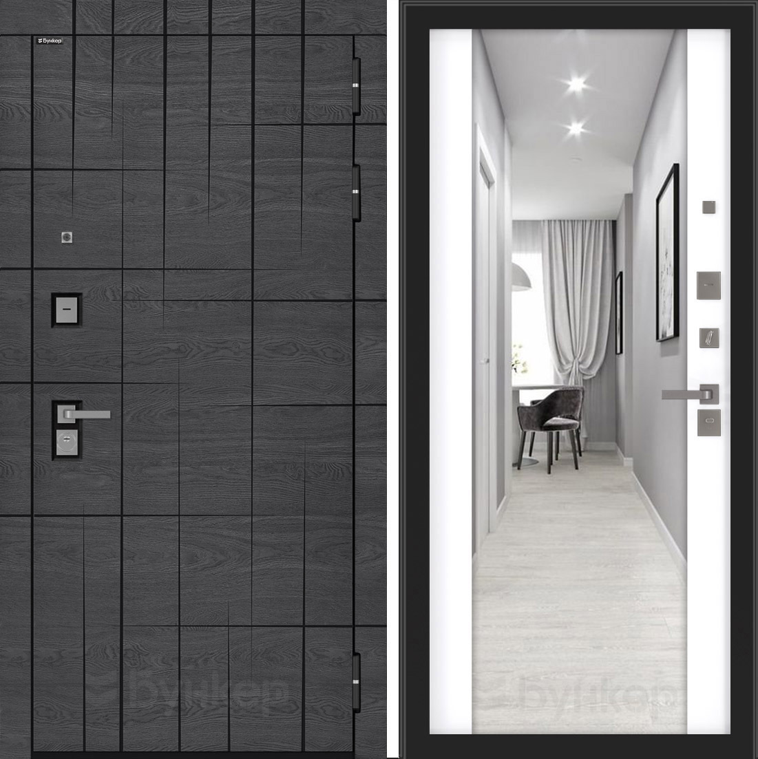 Изображение товара Входная дверь ДВЕРИ БУНКЕР BN-09 Утепленная 92x199см с зеркалом ФЛЗ-1