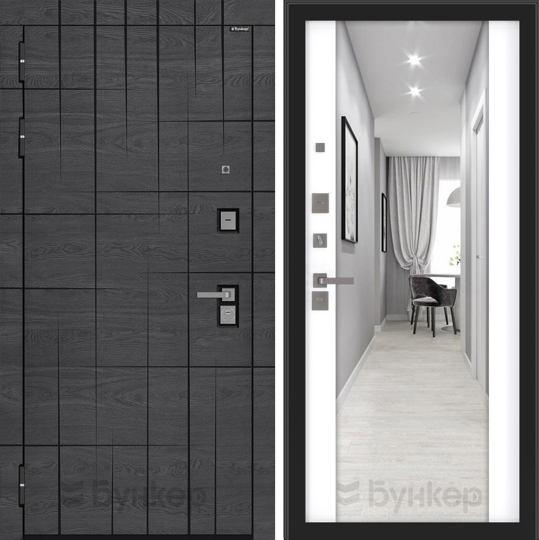 Изображение товара  BN-09 — входная дверь, 205x88 см, белый софт/дуб майдера, 2 замка