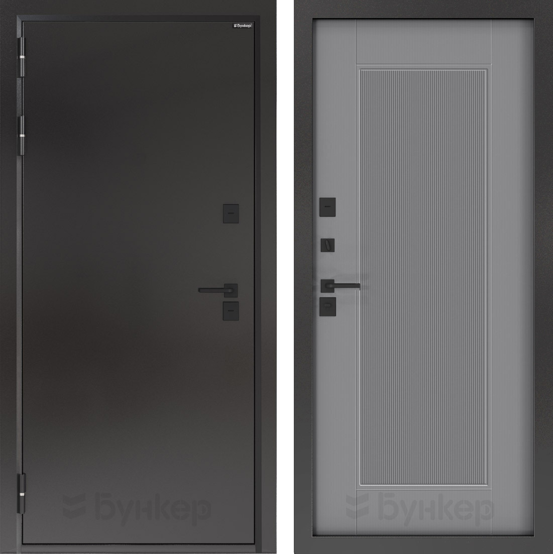 Изображение товара Входная дверь Bunker Тепло левый 205x88см с панелью Амстрод серый в Бархатистом покрытии