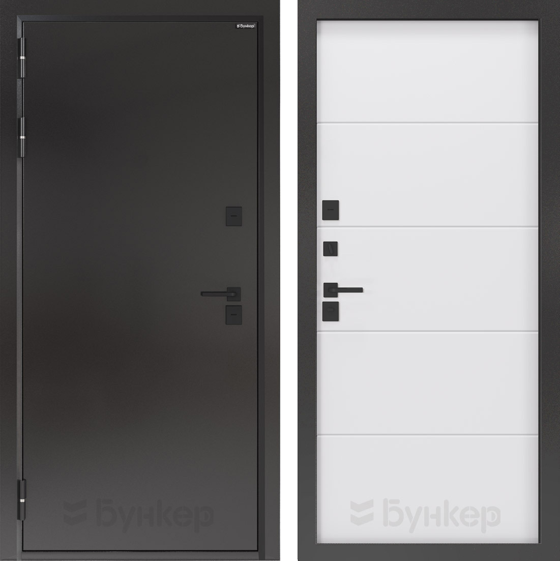 Изображение товара Входная дверь Бункер Тепло левый 205x88см с панелью ФЛ-649 белый софт/букле темный