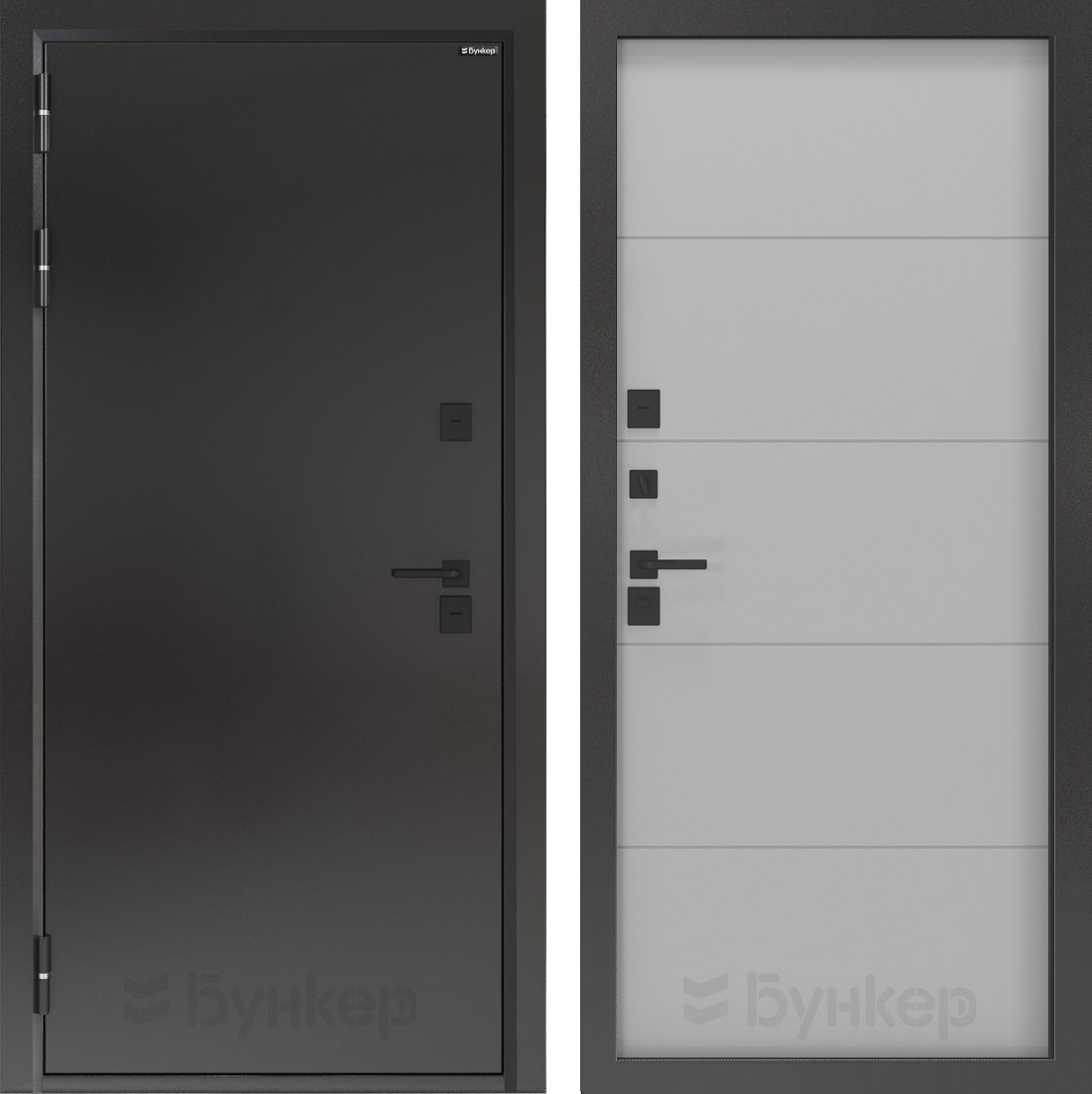 Изображение товара Входная дверь Бункер Тепло левый 205x96см с панелью ФЛ-649 лайт грей софт/букле темный
