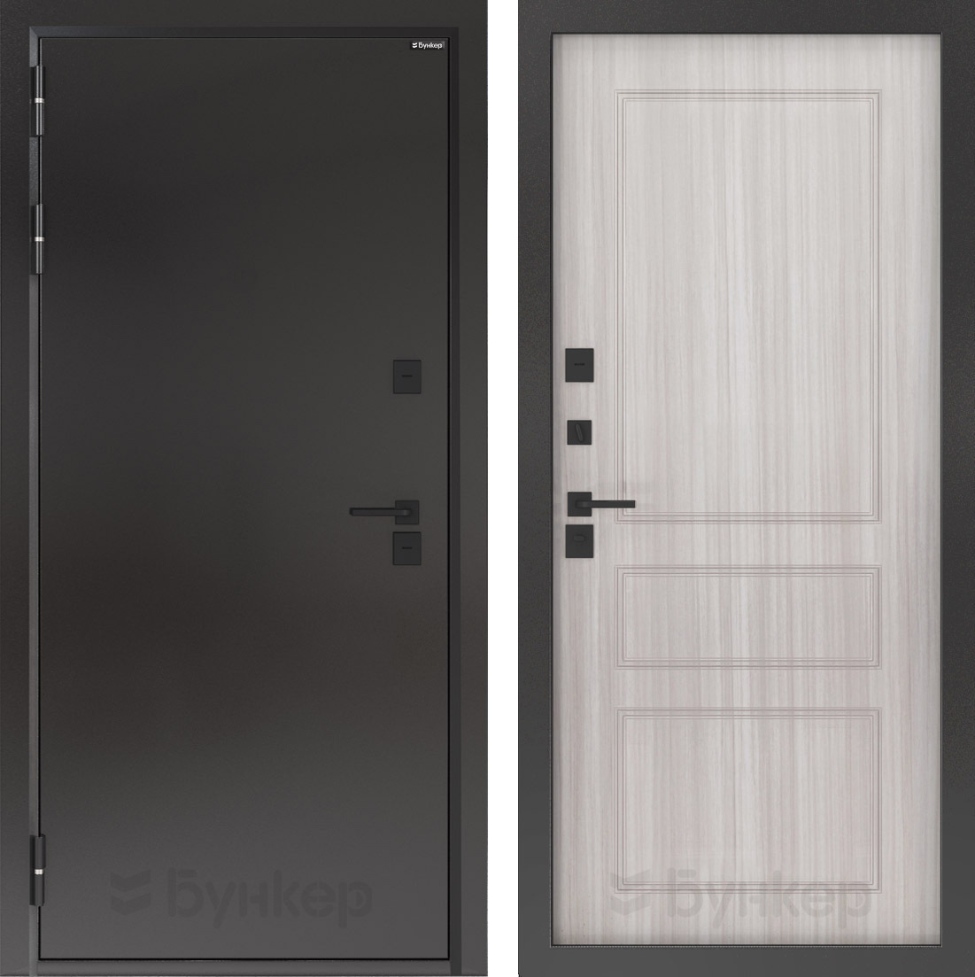 Изображение товара Входная дверь Бункер Тепло левый 205x96см с панелью ФЛ-116 сандал белый/букле темный