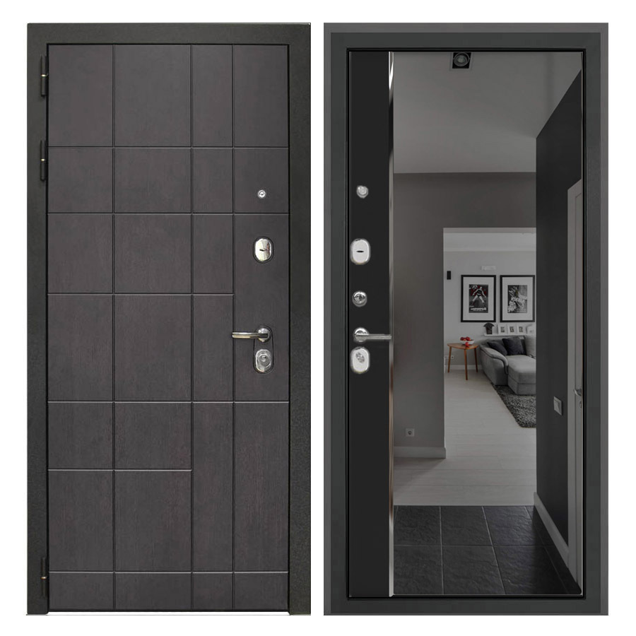 Изображение товара Входная дверь БУНКЕР Аллегро 205x88 левый венге с зеркалом