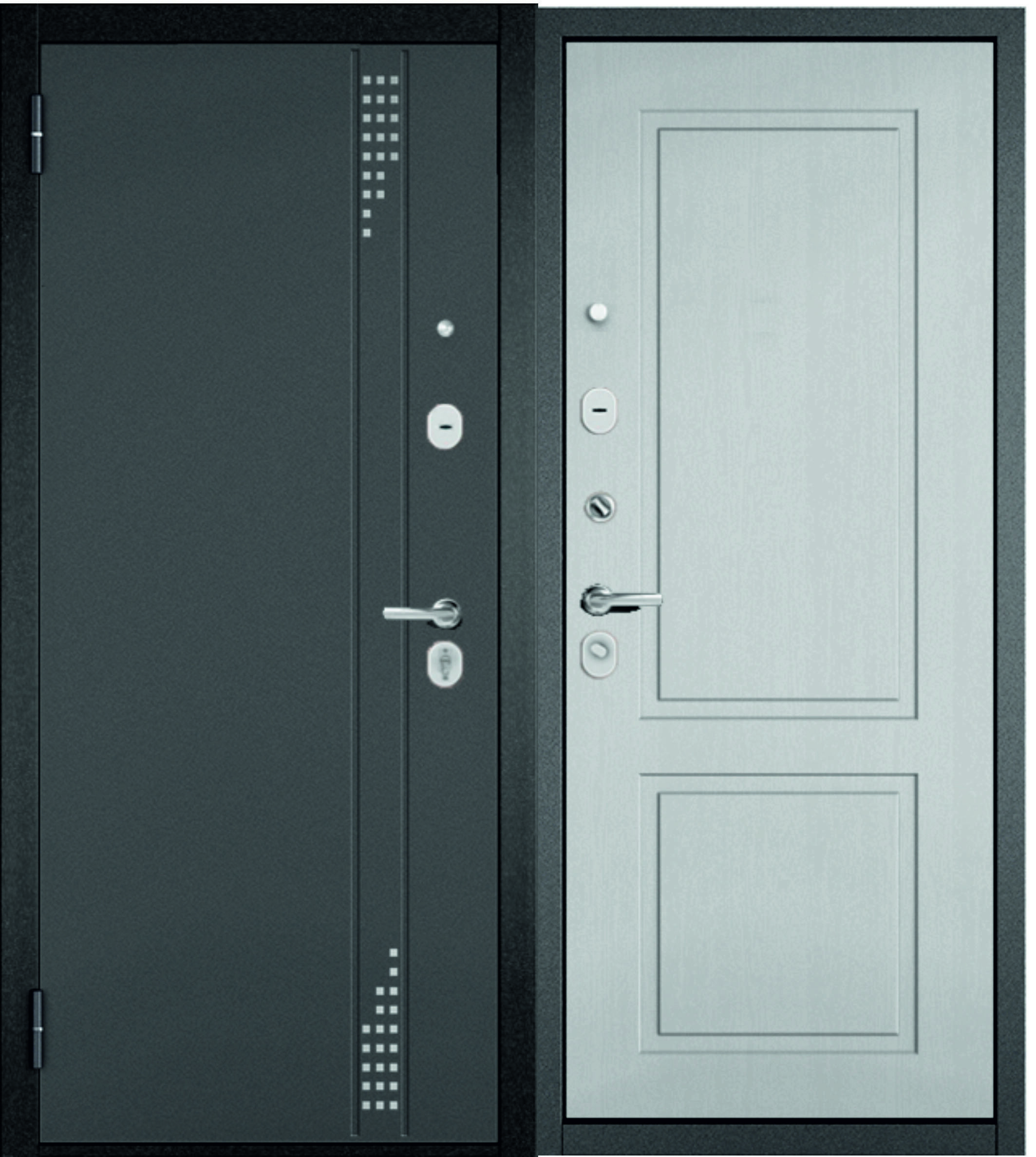 Изображение товара Входная дверь Мастино ТЕ 90 левый 205x96см цвет антрацит букле/ясень белый