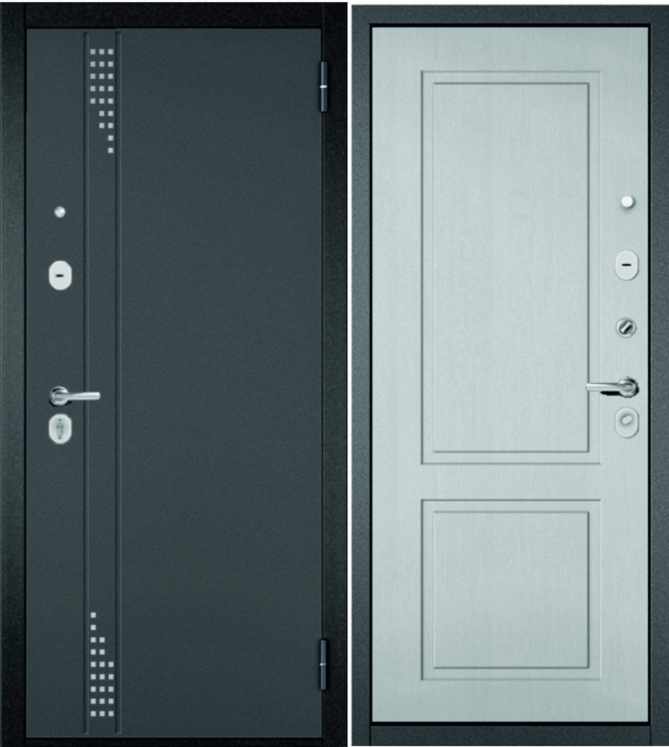 Изображение товара Входная дверь Мастино ТЕ 90 правый 205x96см цвет антрацит букле/ясень белый