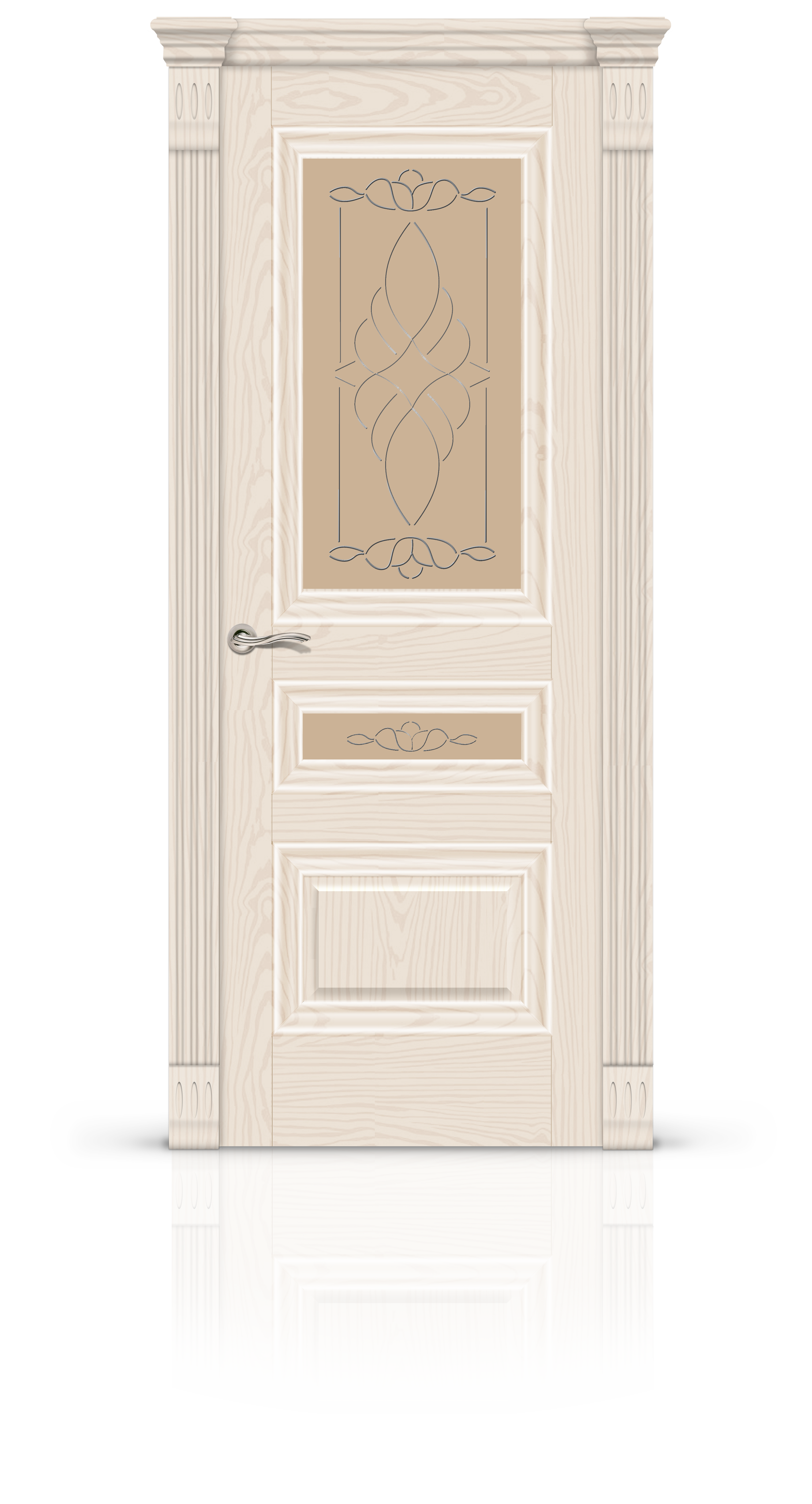 Изображение товара Дверь межкомнатная Citydoors Элеганс-2 остеклённая 80x200см шпон цвет ясень крем без замка и петель