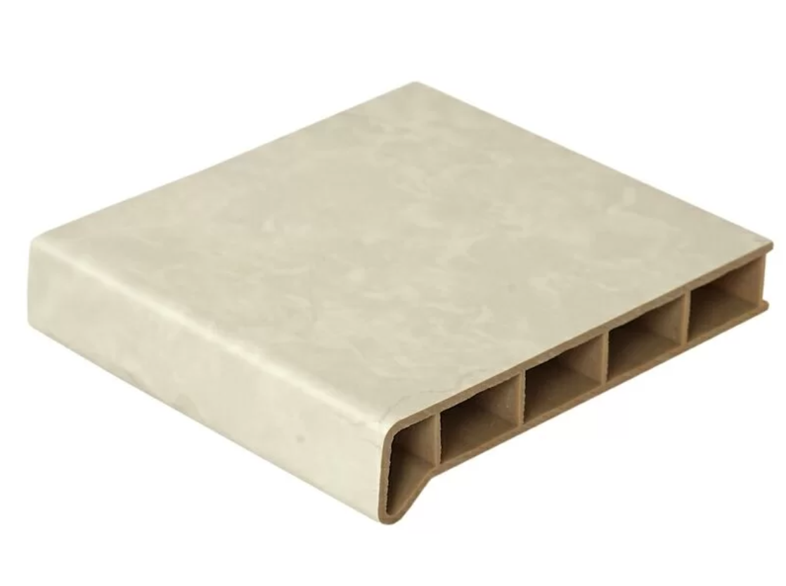 Изображение товара Подоконник пластиковый Moeller с заглушкой 1500x350мм светлый мрамор Изображение товара Подоконник пластиковый Moeller с заглушкой 1500x350мм светлый мрамор