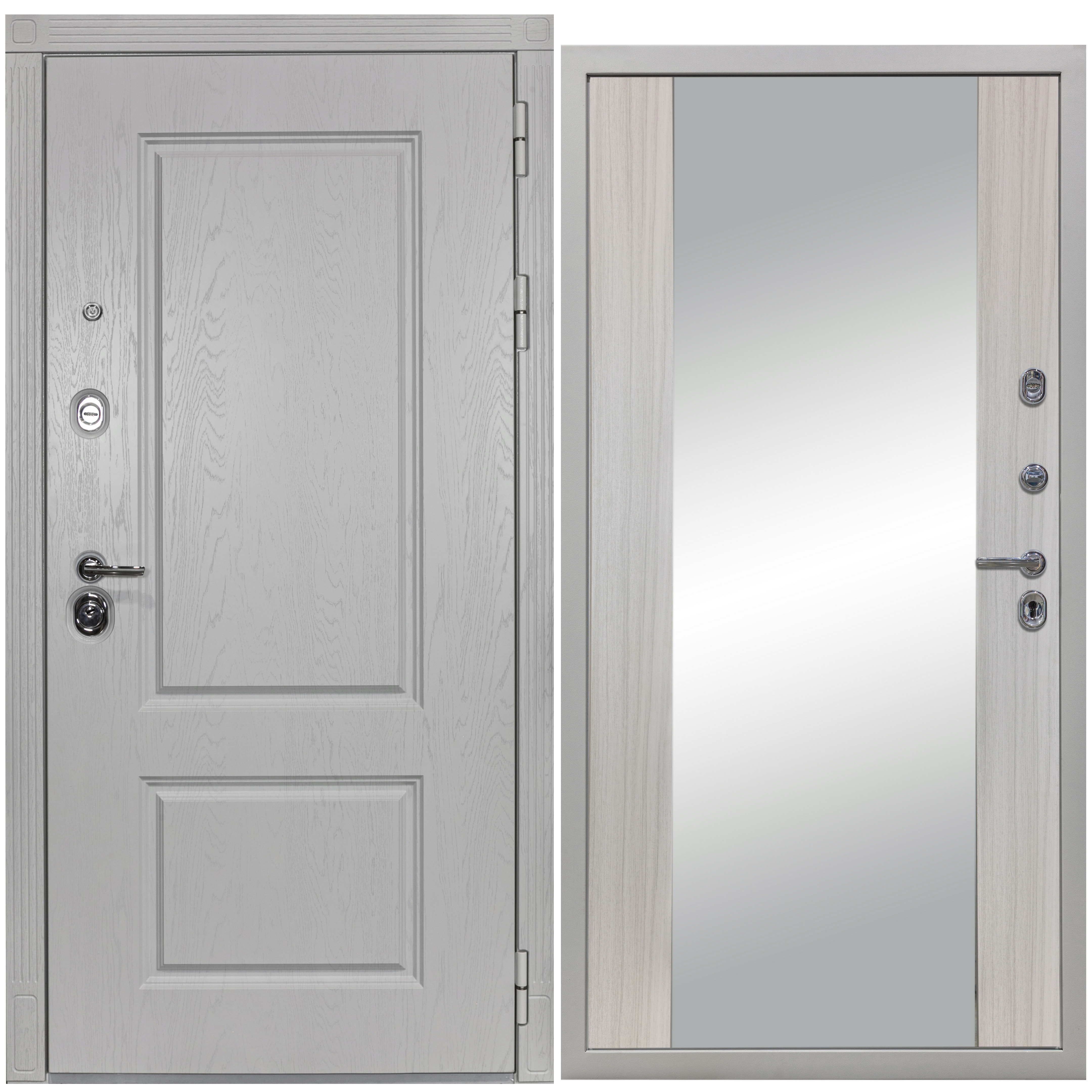 Изображение товара Входная дверь Diva МХ-9 205x86см правый цвет Д15 сандал белый/альберо браш грей с зеркалом