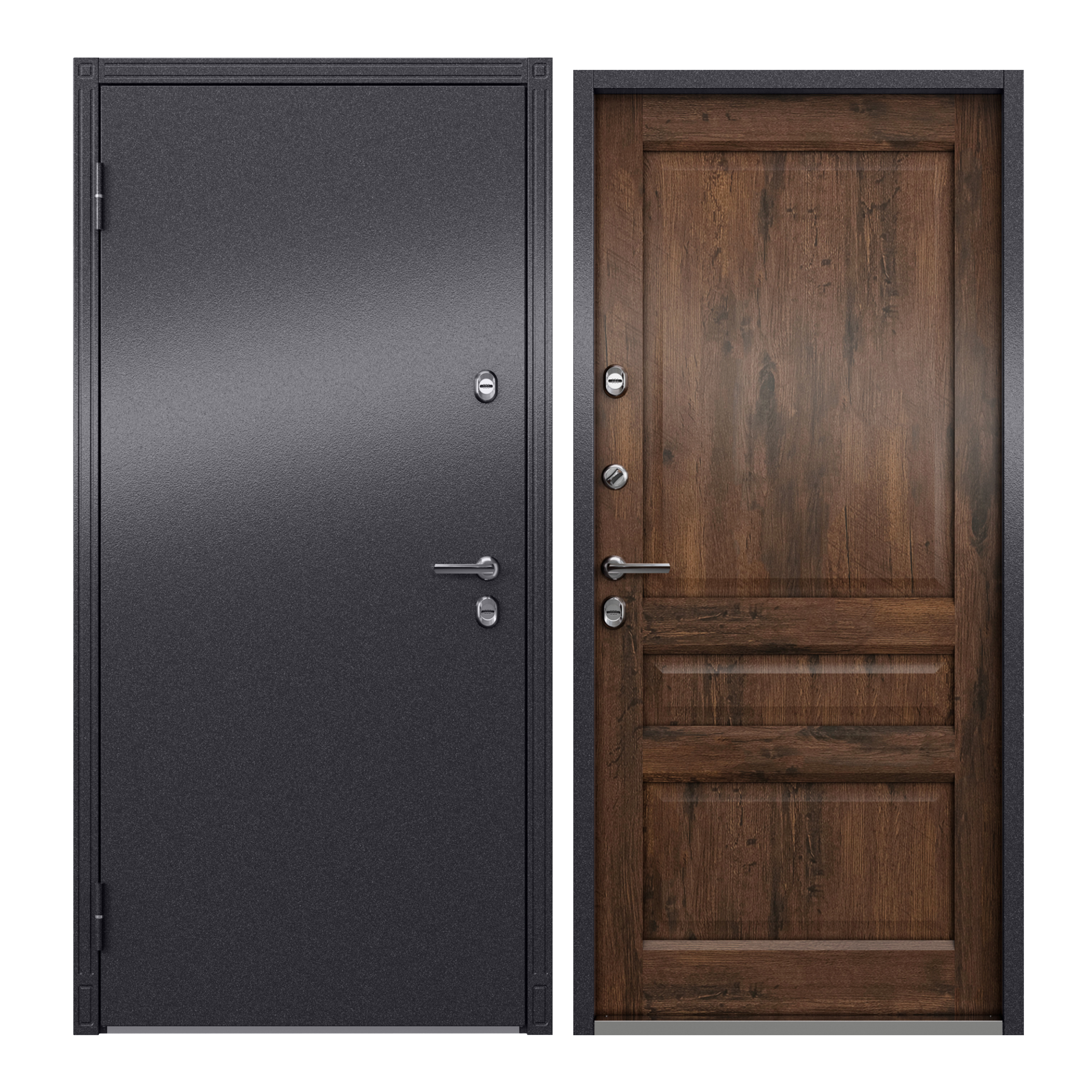 Изображение товара Входная дверь TOREX Village для дома, темно-серый графит/acacia темная, 75 мм, 2 замка
