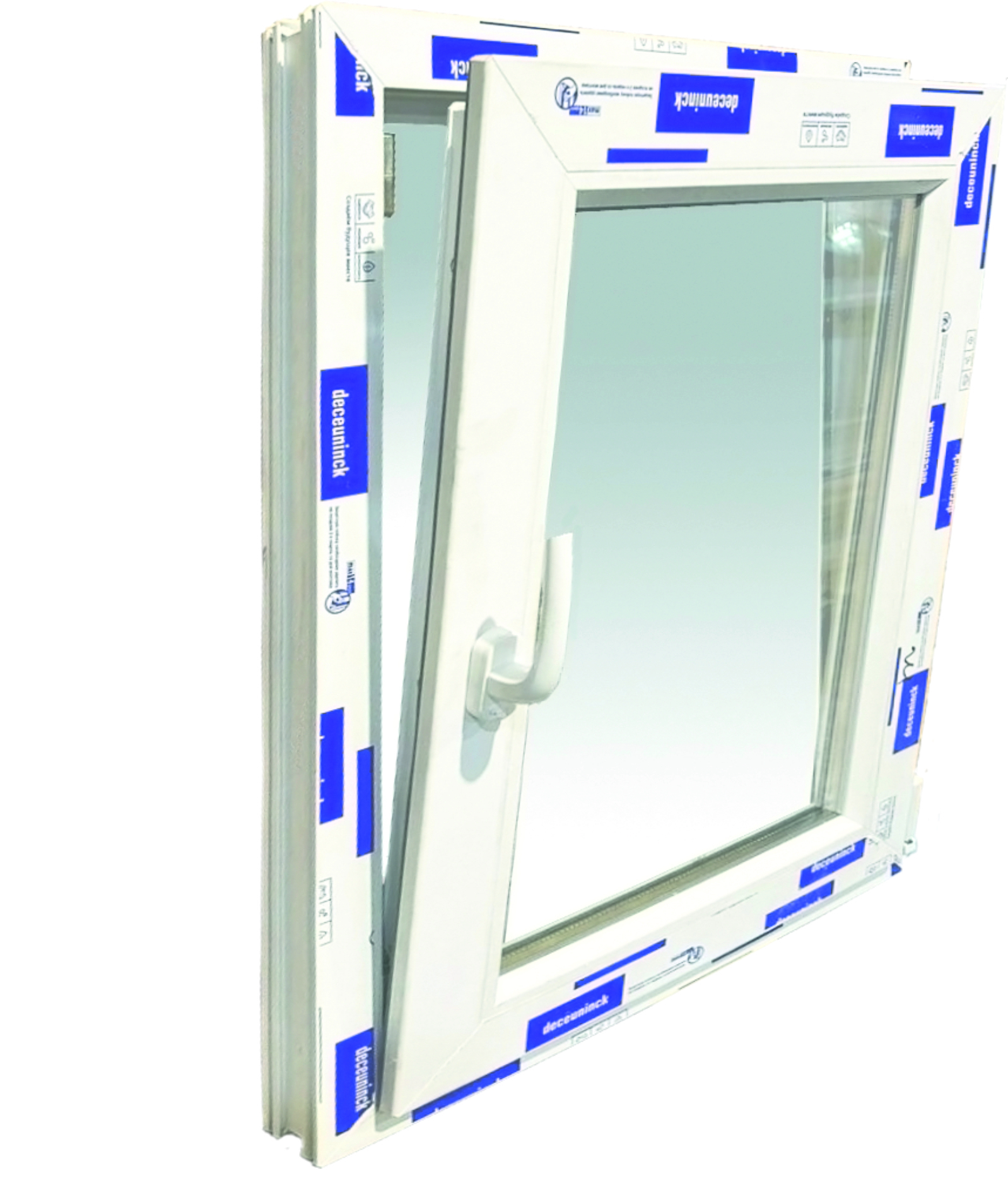 Изображение товара Пластиковое окно ПВХ Deceuninck правый двухкамерный стеклопакет 1000x1000мм (ВхШ) белый