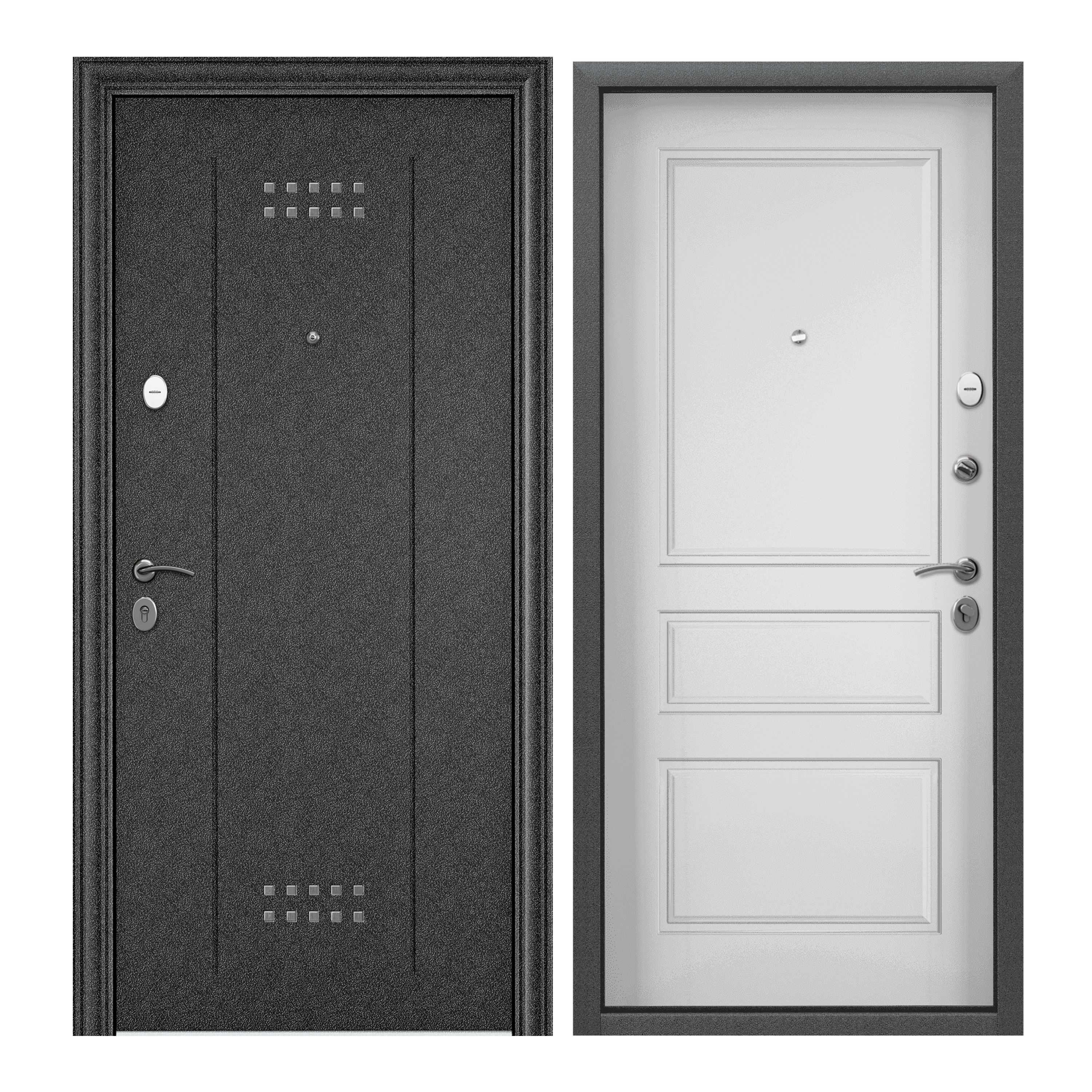 Изображение товара Входная дверь Torex Flat правый 205x86см цвет черный шелк/белый