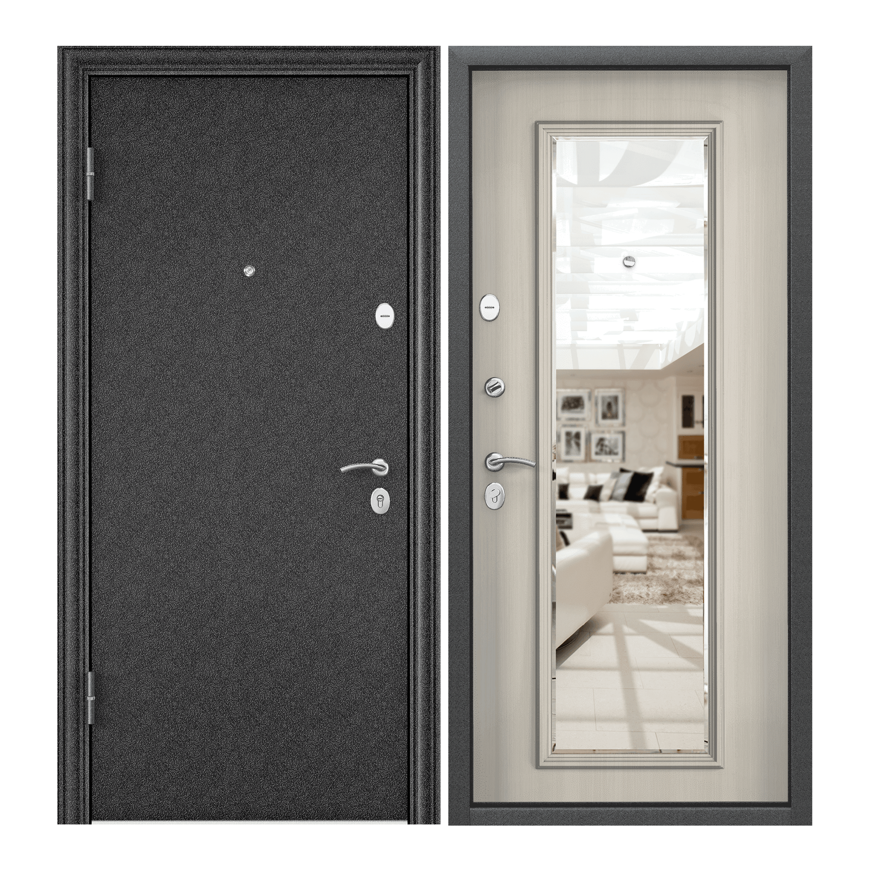 Изображение товара Входная дверь Torex Flat левый 210x95см цвет черный шелк/белый перламутр