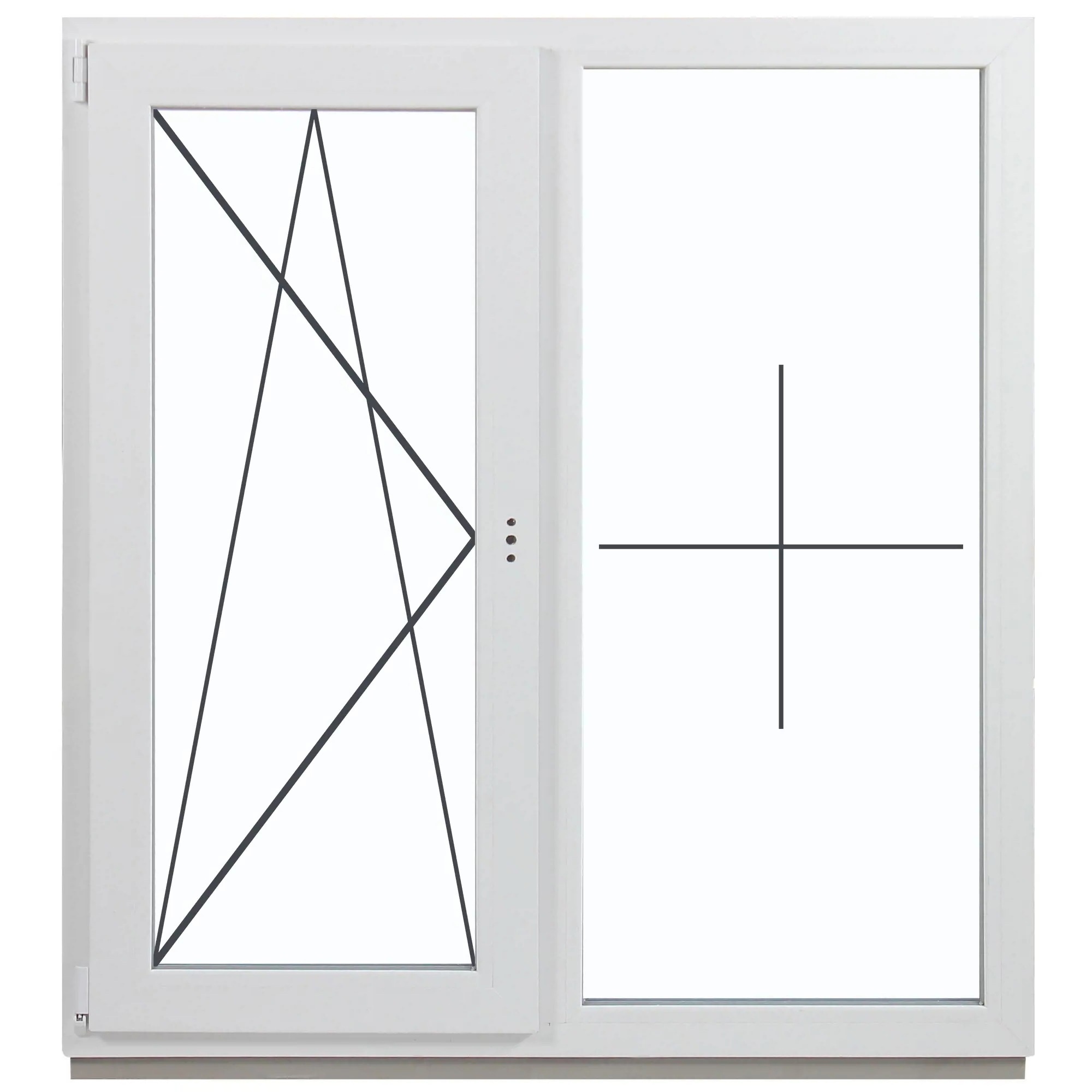 Изображение товара ПВХ окно Deceuninck двустворчатое левый 1600x1400мм, 2-заб, белый