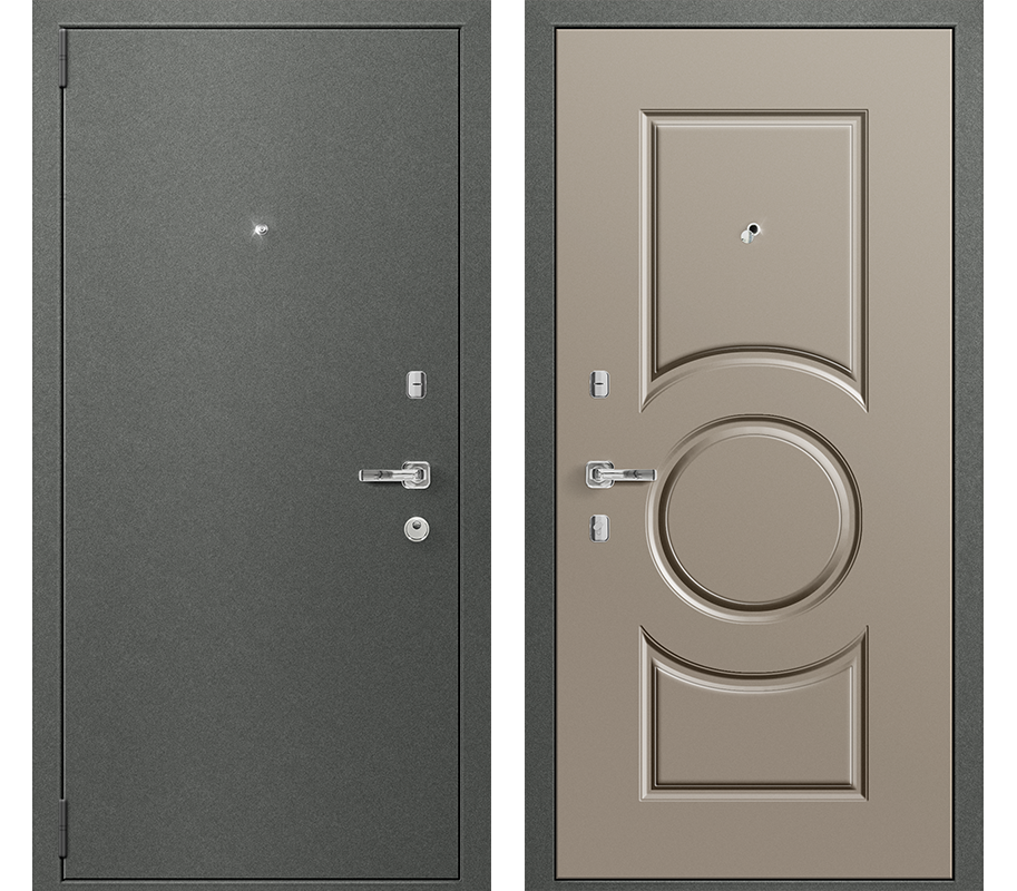 Изображение товара Входная дверь Такт-Тайм Эталон Плюс 2 — левое открывание, 210x80, серый муар/капучино