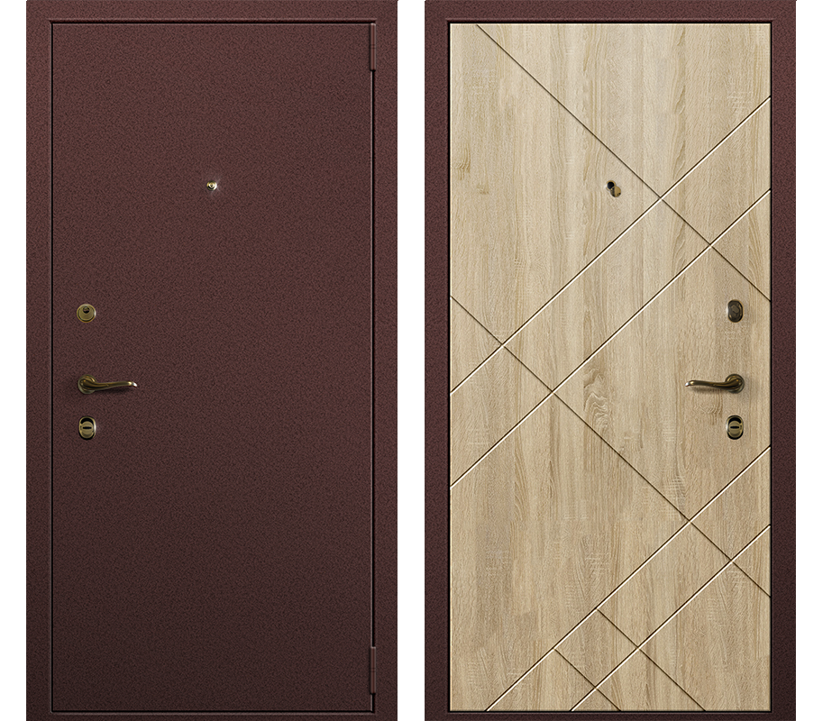 Изображение товара Входная дверь Такт-Тайм Комфорт Лайт 3 правый 220x75см антик медь дуб сонома фактурный