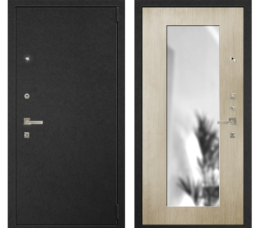 Изображение товара Входная дверь Такт-Тайм Уют 3 220x90см правый цвет дуб крафт белый крокодил черный зеркало
