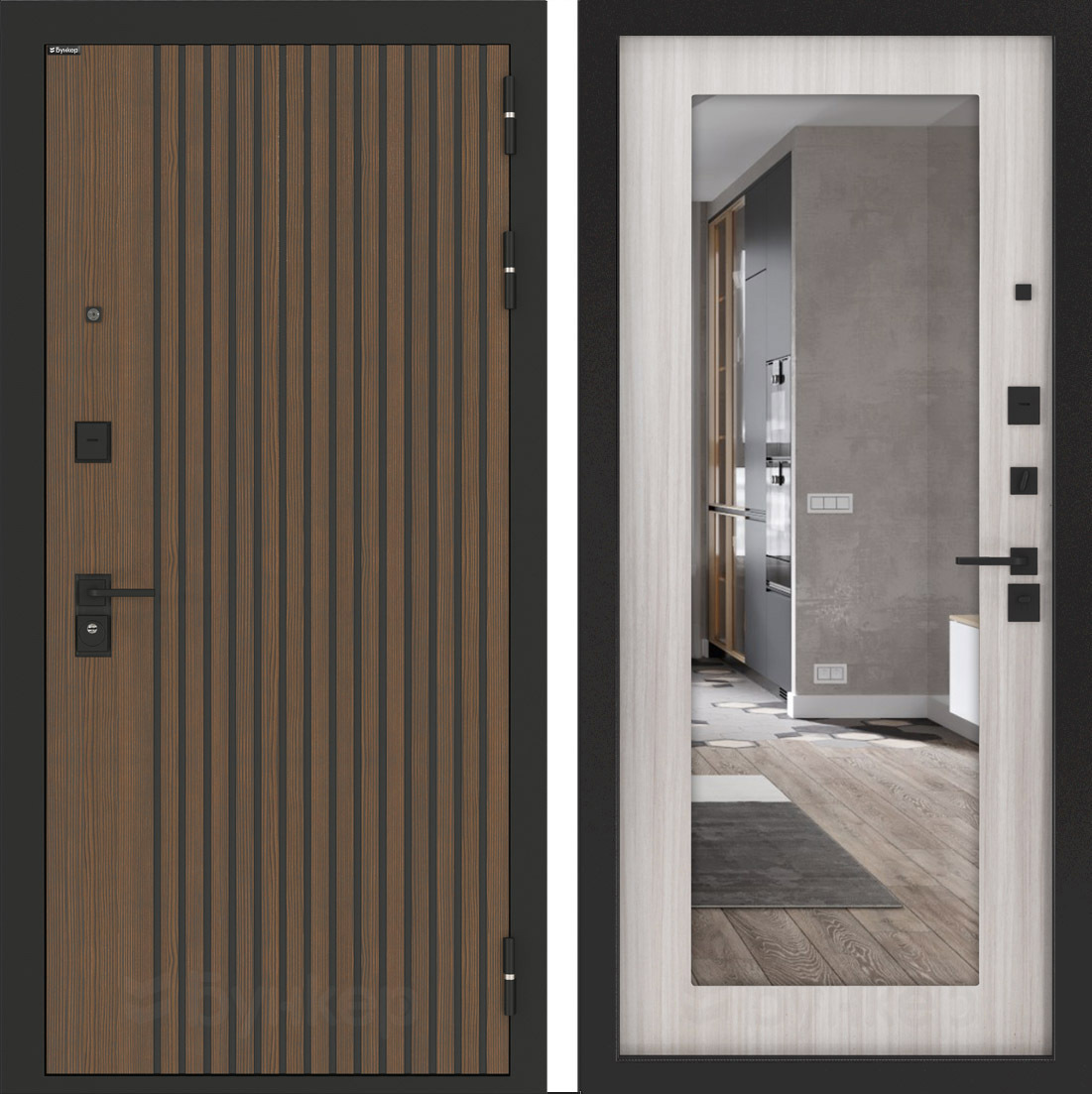 Изображение товара Входная дверь BN-02 ДВЕРИ БУНКЕР, 92x199 см, Коричневый Ларче орех