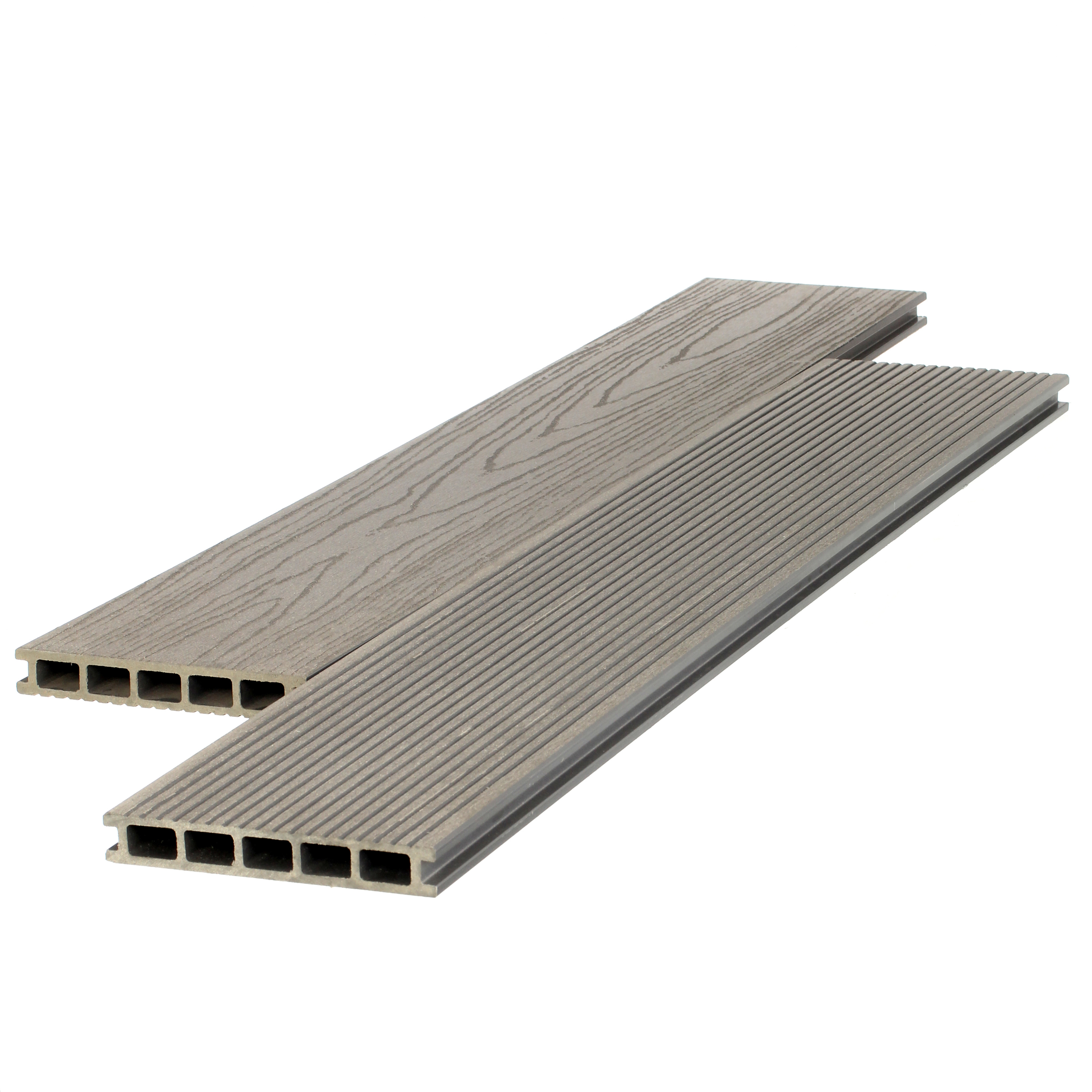 Изображение товара Террасная доска МДПК Diasdeck цвет серый дым 1500x160x25мм двусторонний вельвет/структура дерева 0.24м² 1шт