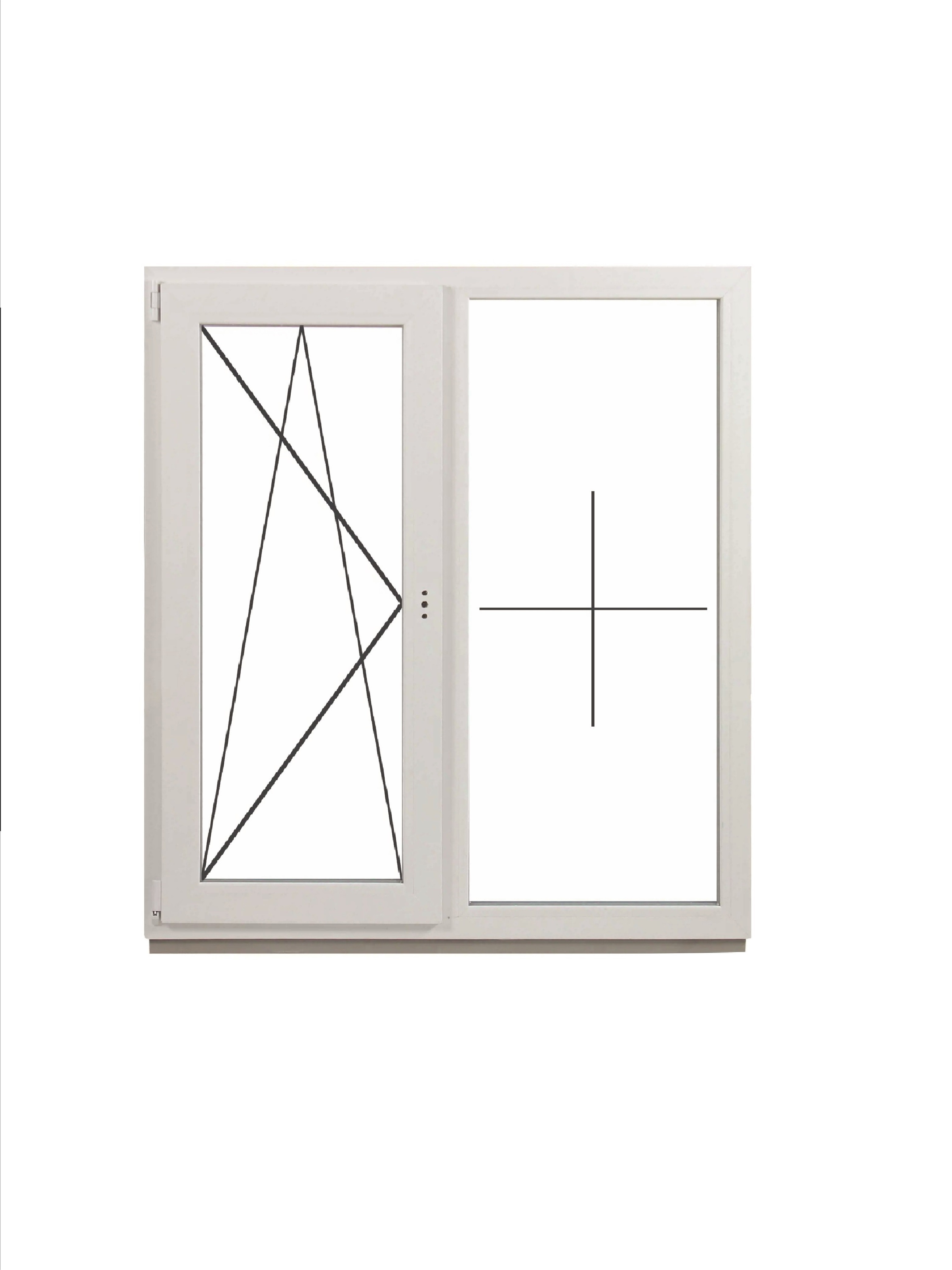 Изображение товара Пластиковое окно ПВХ Пластикoff двухстворчатое 600x1000мм (ВхШ) левый двухкамерный стеклопакет белый (с двух сторон)