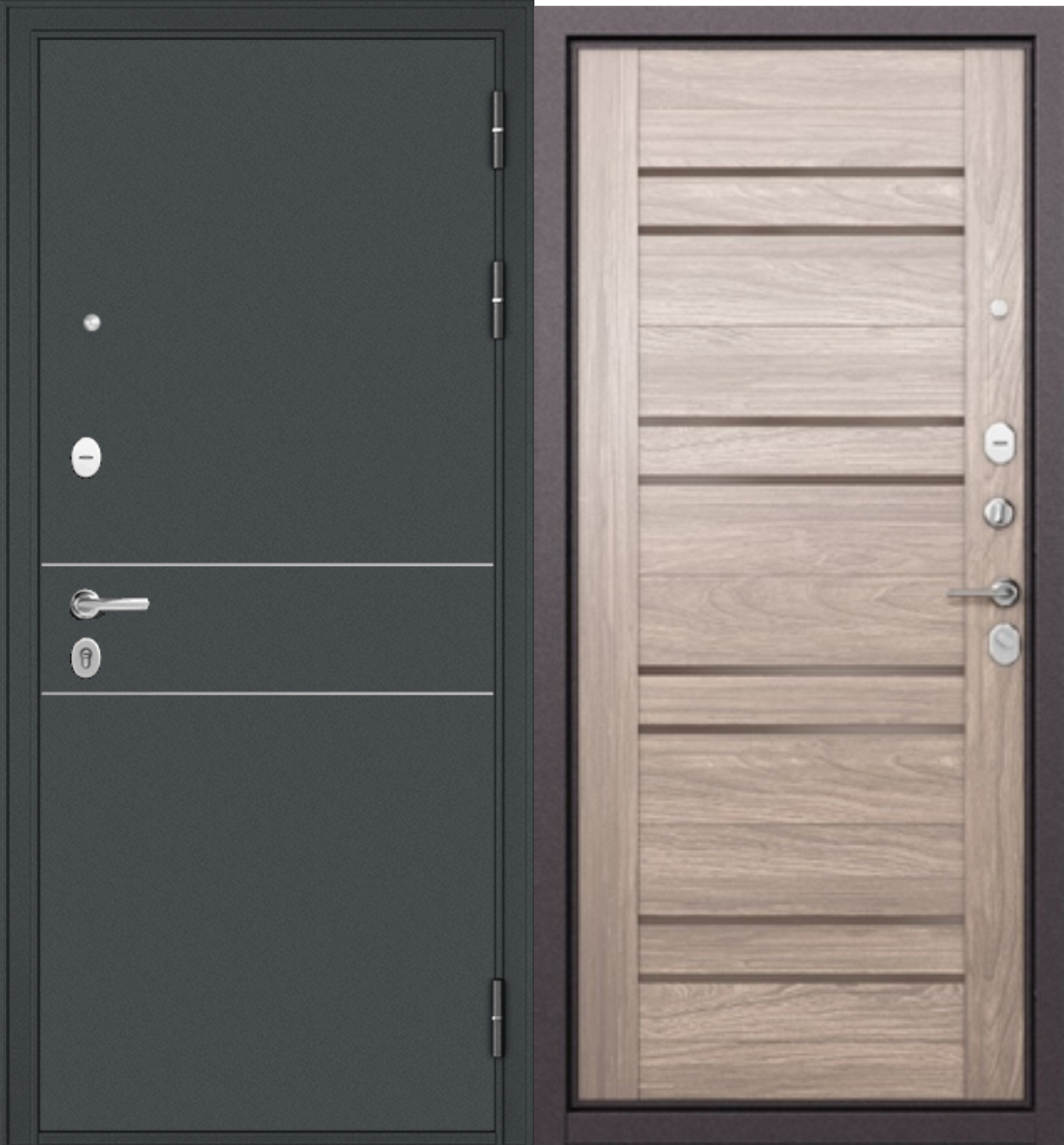 Изображение товара Входная дверь Мастино Trust mass mp правый 205x96см цвет черный/бежевый