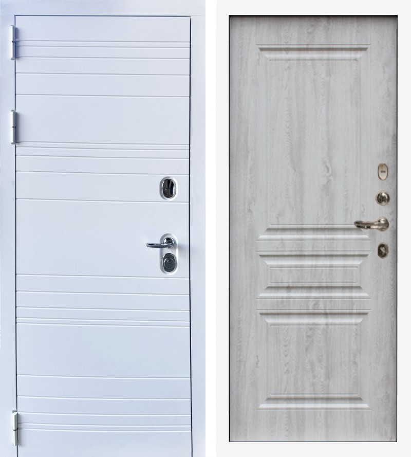 Изображение товара Входная дверь Lex Соната №63 внутренняя панель №110 правый 205x88см цвет белый/сосна белая