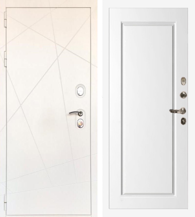 Изображение товара Входная дверь Lex Соната №29 внутренняя панель №118 левый 205x88см цвет белый/белая шагрень