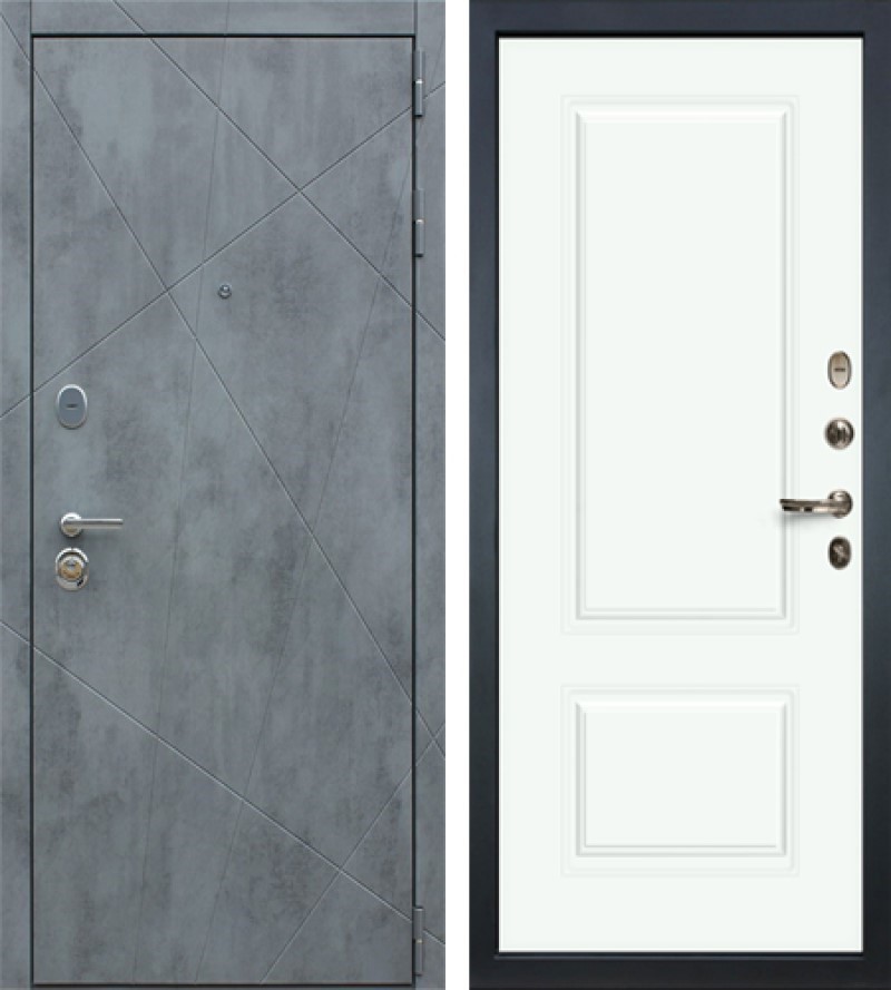 Изображение товара Входная дверь Lex Соната №28 внутренняя панель №55.1 правый 205x96см цвет бетон серый/белый софт