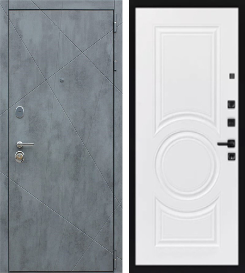 Изображение товара Входная дверь Lex Соната №28 внутренняя панель №125 правый 205x96см цвет бетон серый/белая шагрень