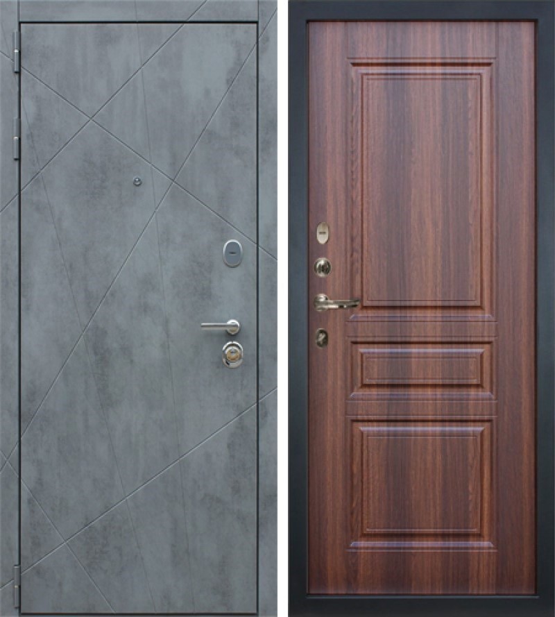 Изображение товара Входная дверь Lex Соната №28 внутренняя панель №108 левый 205x96см цвет бетон серый/дуб коньяк