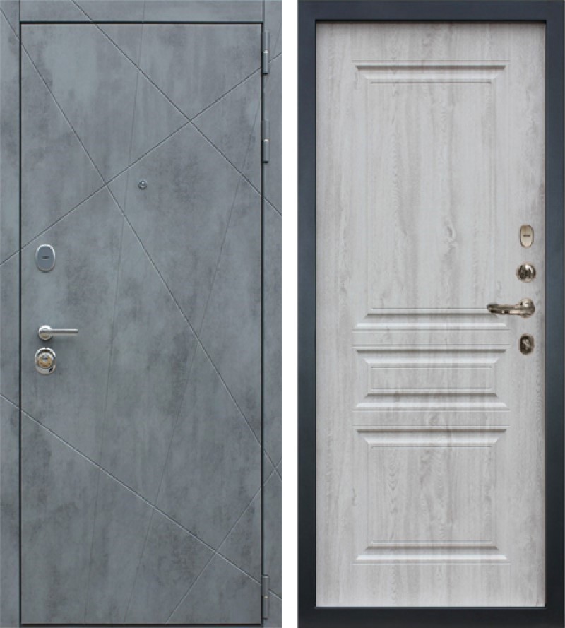 Изображение товара Входная дверь Lex Соната №28 внутренняя панель №110 правый 205x96см цвет бетон серый/сосна белая
