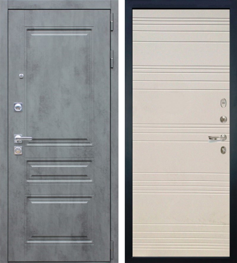 Изображение товара Входная дверь Lex Соната Классик №30 внутренняя панель №63 правый 205x88см цвет бетон серый/дуб фактурный крем