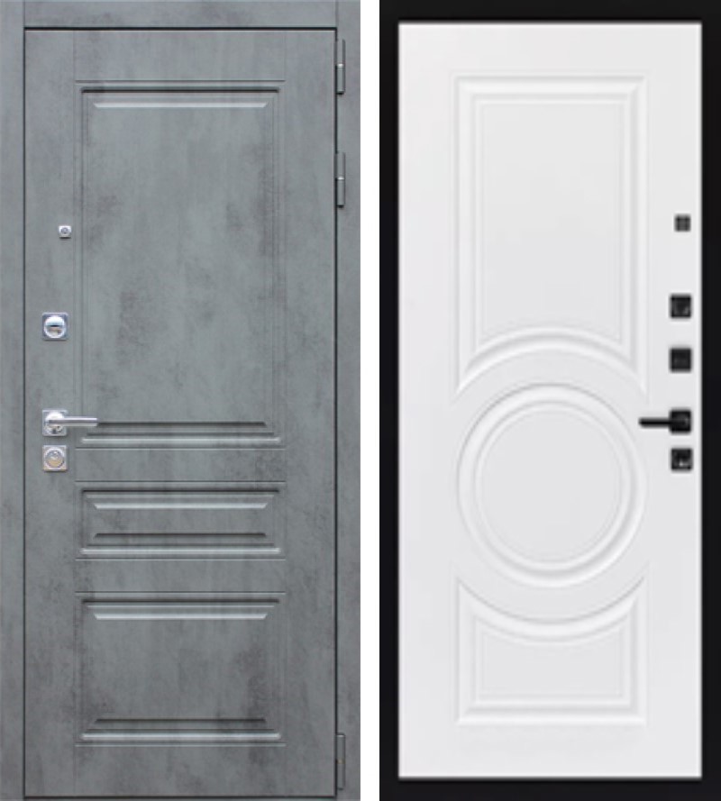 Изображение товара Входная дверь Lex Соната Классик №30 внутренняя панель №125 правый 205x88см цвет бетон серый/белая шагрень