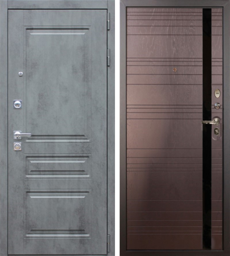 Изображение товара Входная дверь Lex Соната Классик №30 внутренняя панель №31 правый 205x88см цвет бетон серый/ясень шоколад